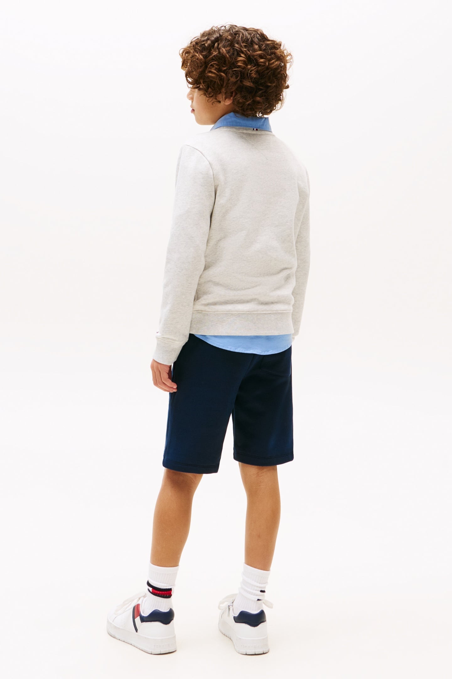 BOYS TOMMY SCRIPT FLAG SWEATER GREY HEATHER 2
