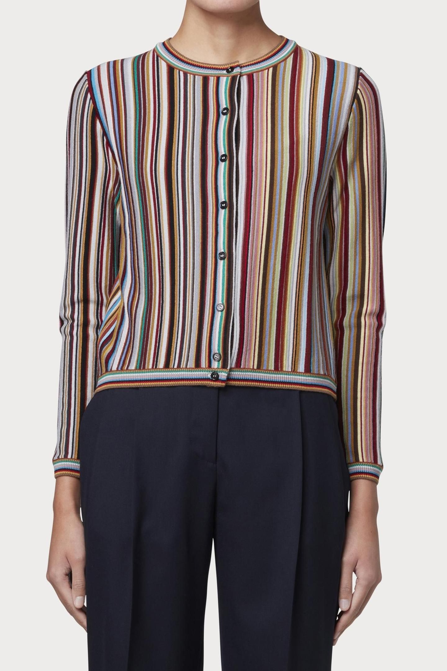WOMENS KNITTED CARDIGAN BUTTON THRU MULTI COLOURED 3