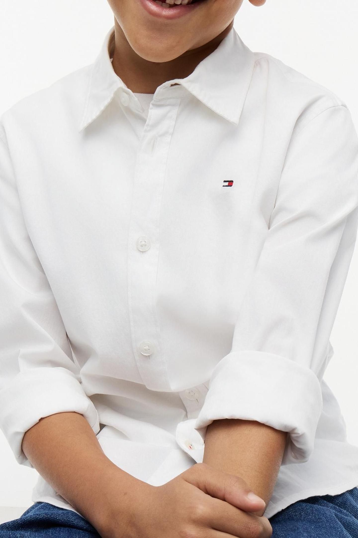 BOYS SOLID STRETCH POPLIN SHIRT WHITE 5
