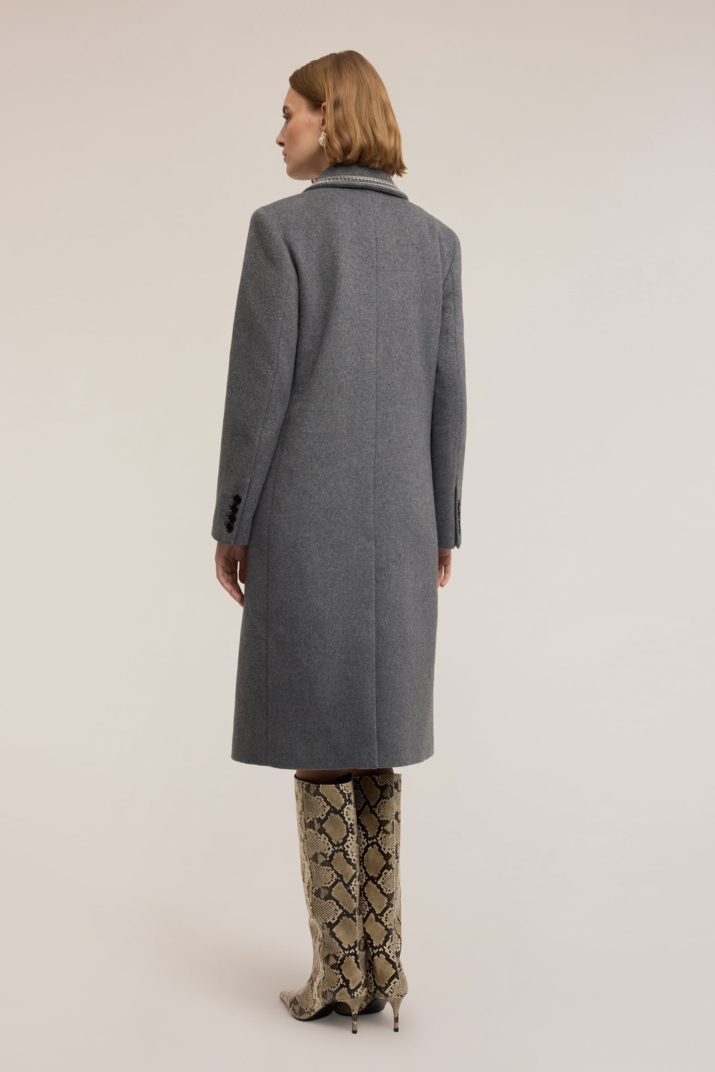 DOUBLE-BREASTED COAT IN WOOL BLEND WITH DECORATIONS GREY 3