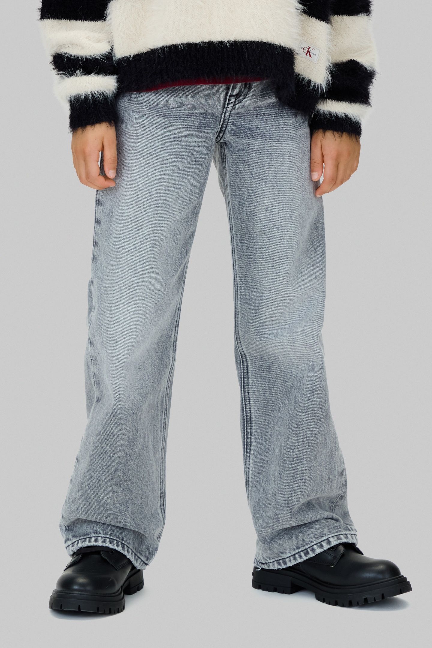 GIRLS HIGH RISE WIDE LEG WASHED MODERN GREY 1