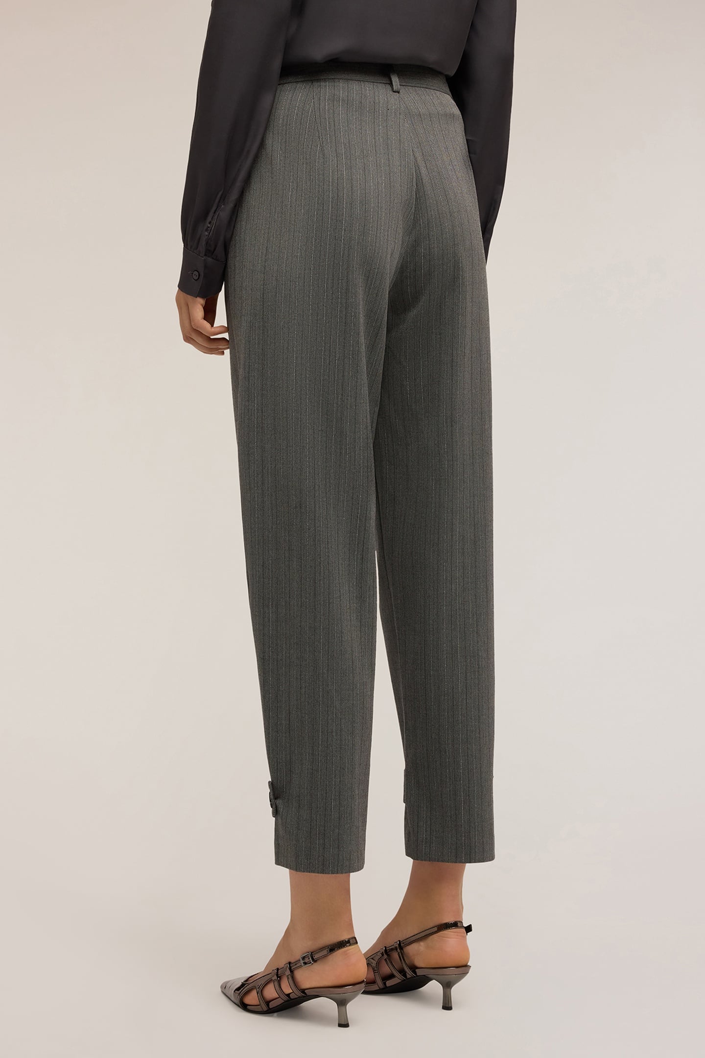 PINSTRIPE LUREX TROUSERS WITH WAISTBAND GREY 3