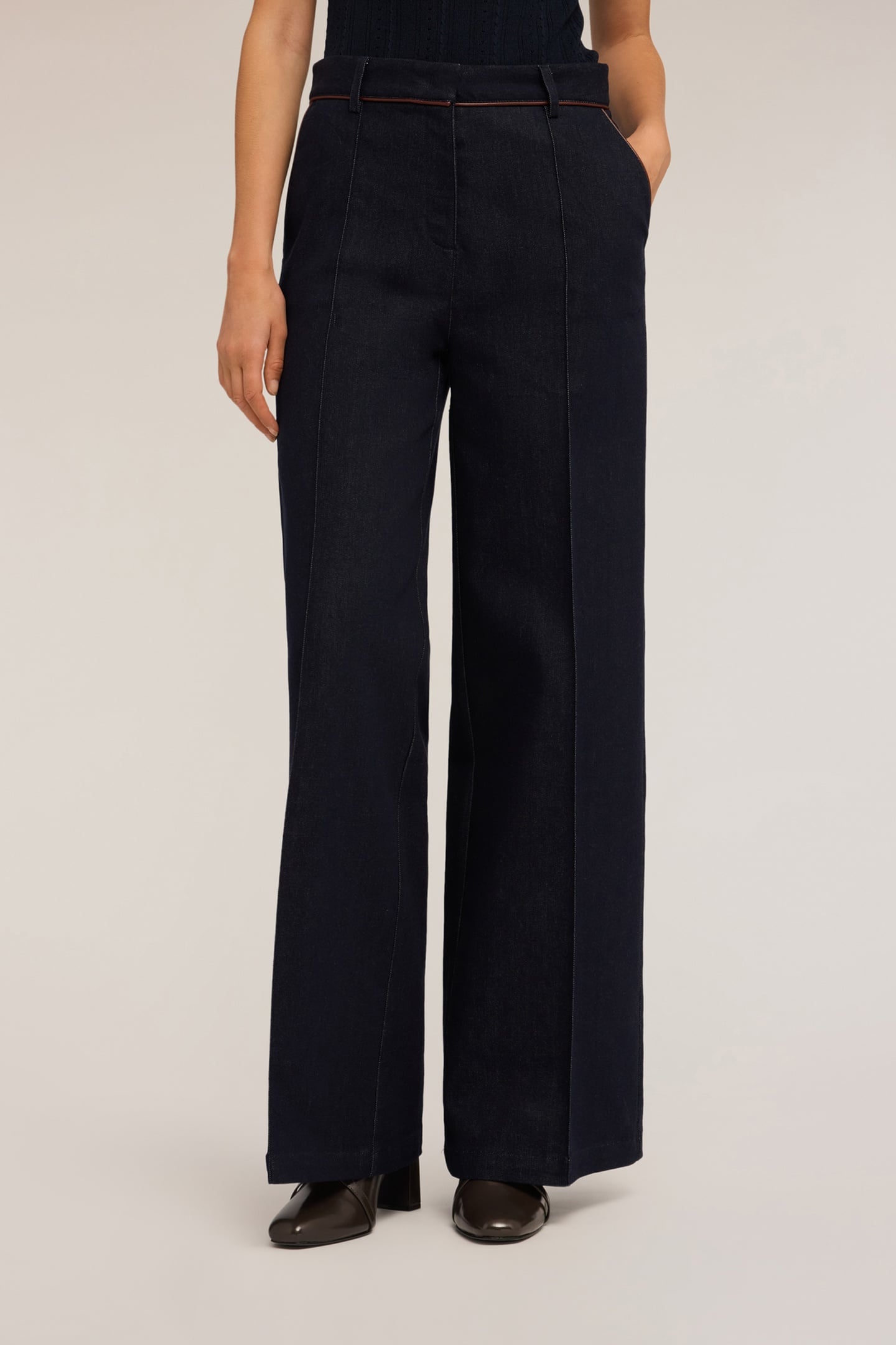 PALAZZO JEANS WITH PIPING BLUE 1
