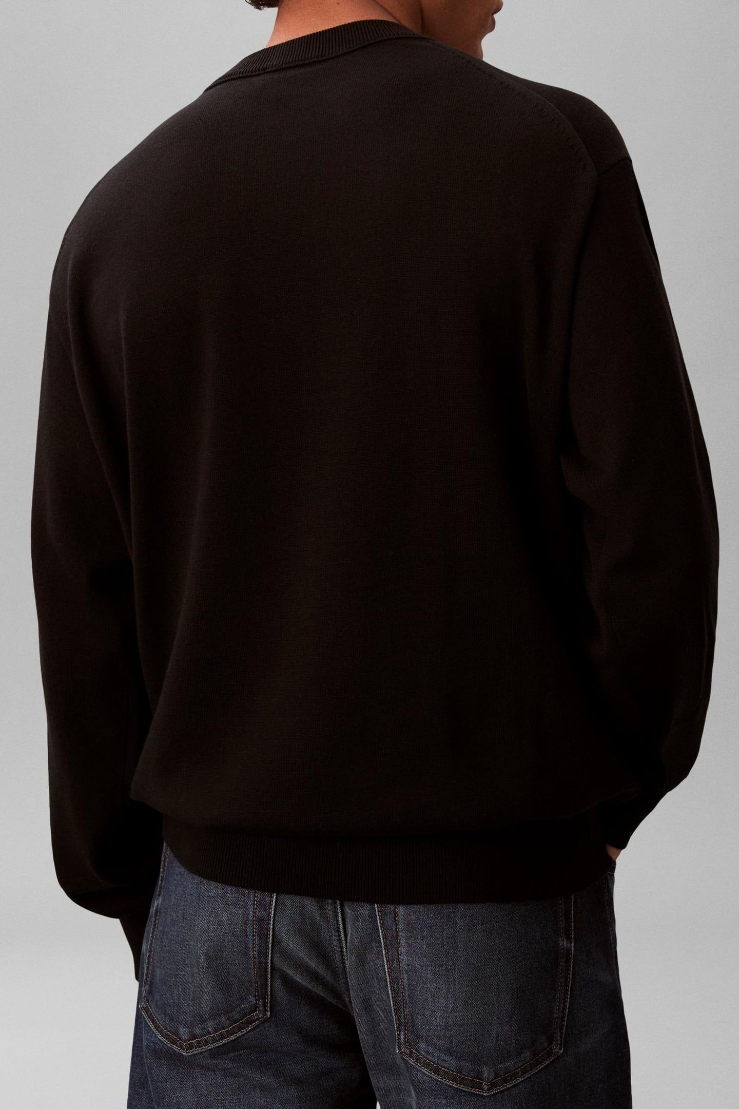 LS COTTON RELAXED CREWNECK BLACK 2