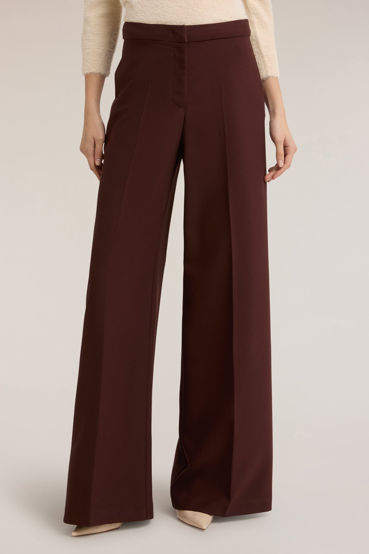 PALAZZO PANTS IN POLYVISCOSE BROWN 1