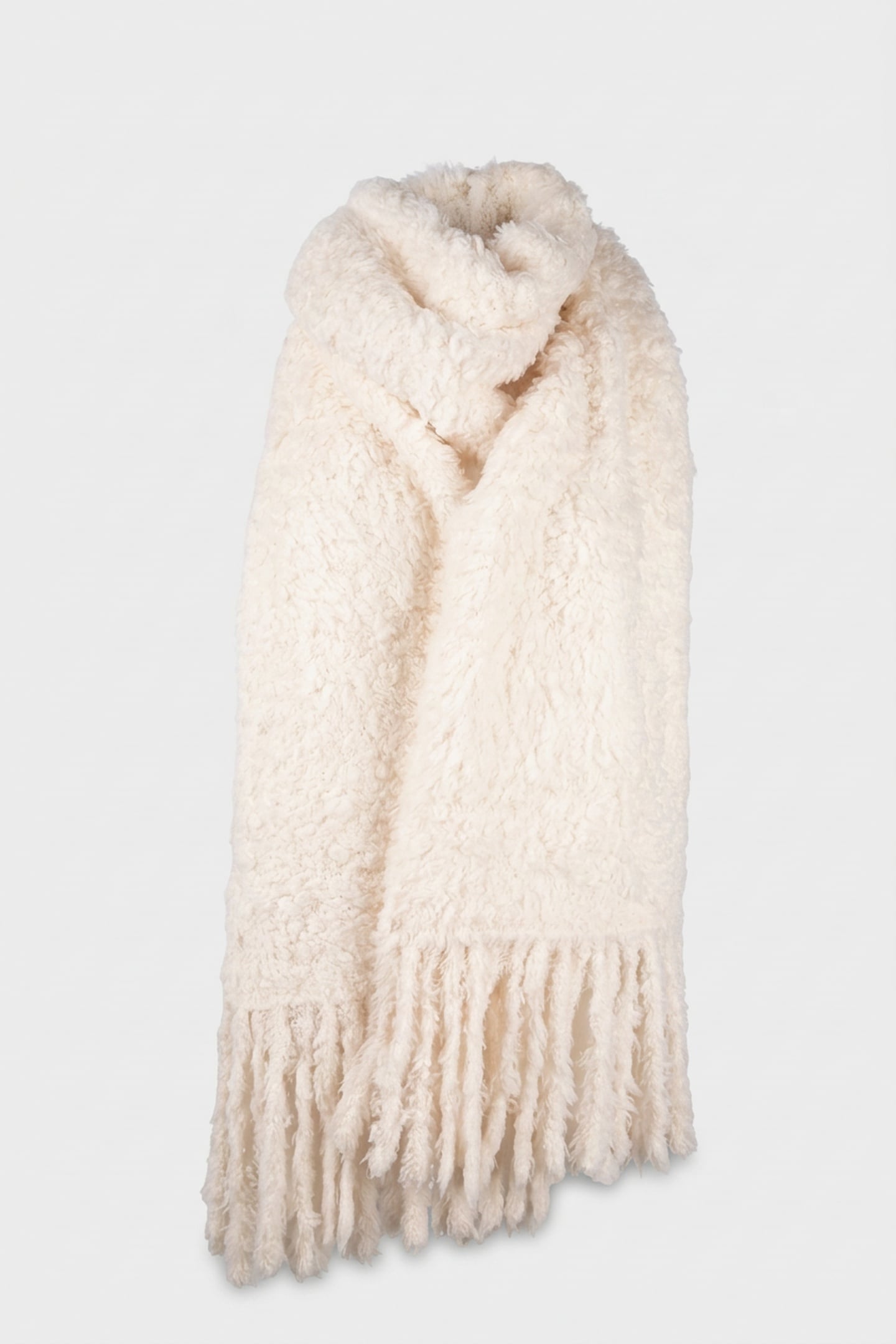 DAPHNE FLUFFY WOOL SCARF BEIGE 4