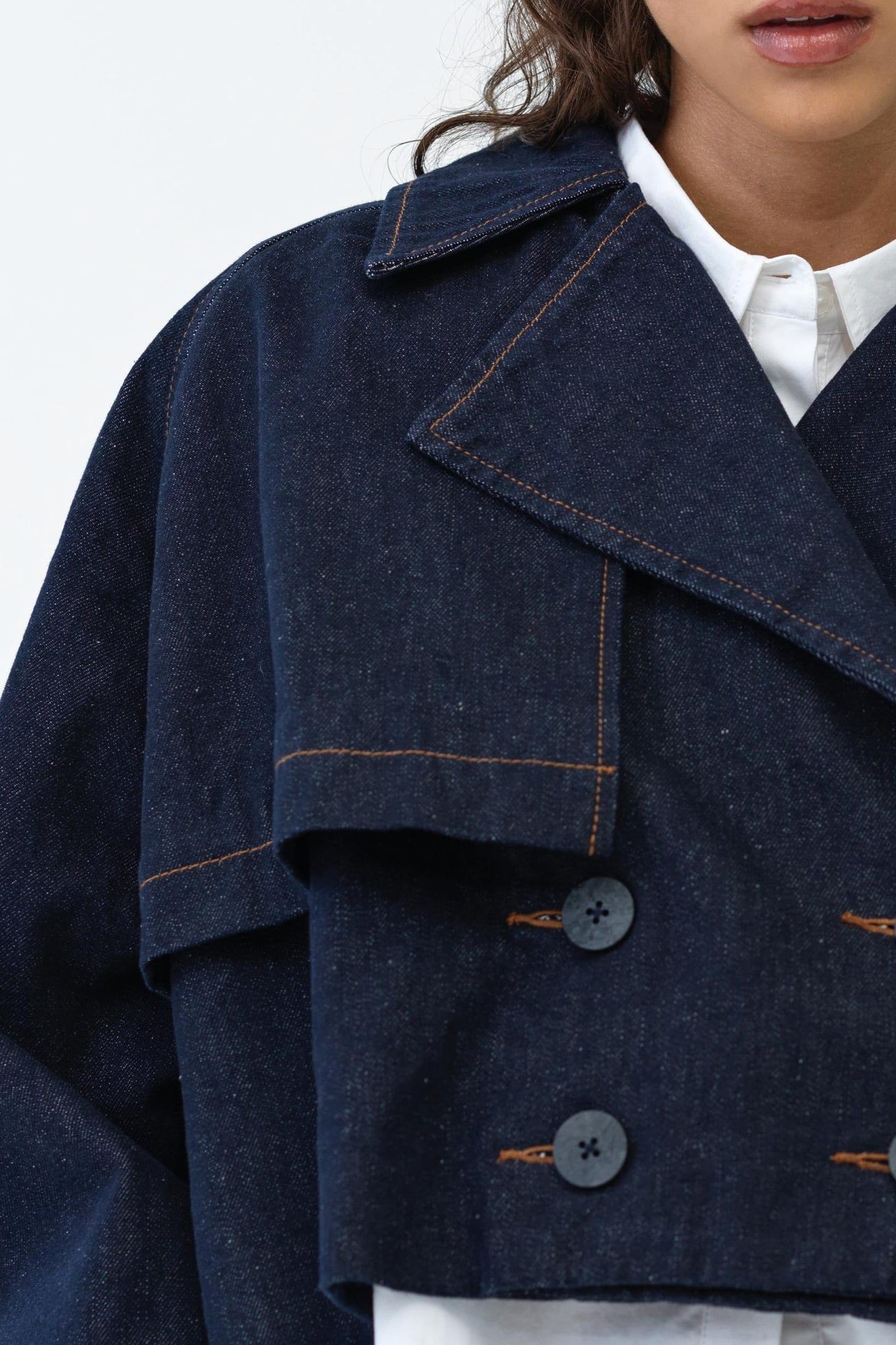 AUSSIE DENIM CROPPED TRENCH DARK INDIGO 4