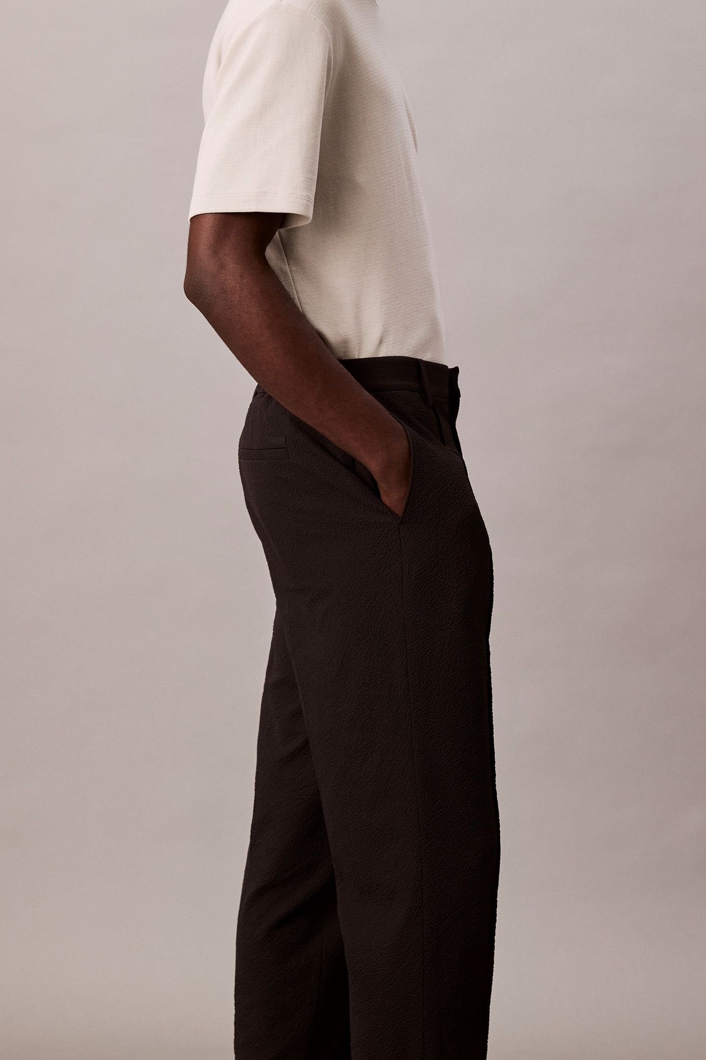 SEERSUCKER PULL ON PANTS BLACK 3