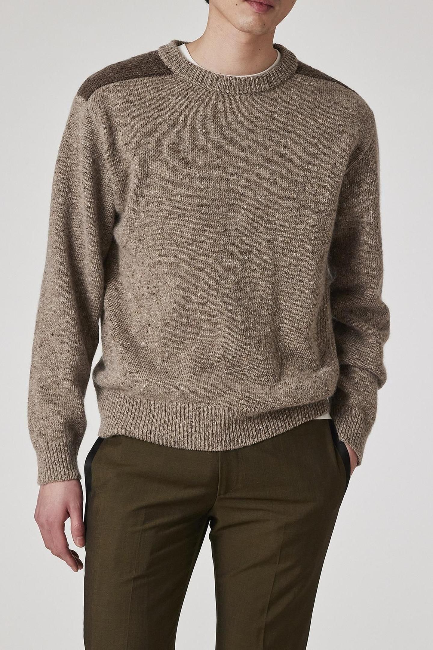 MENS SWEATER CREW NECK LIGHT BEIGE 1