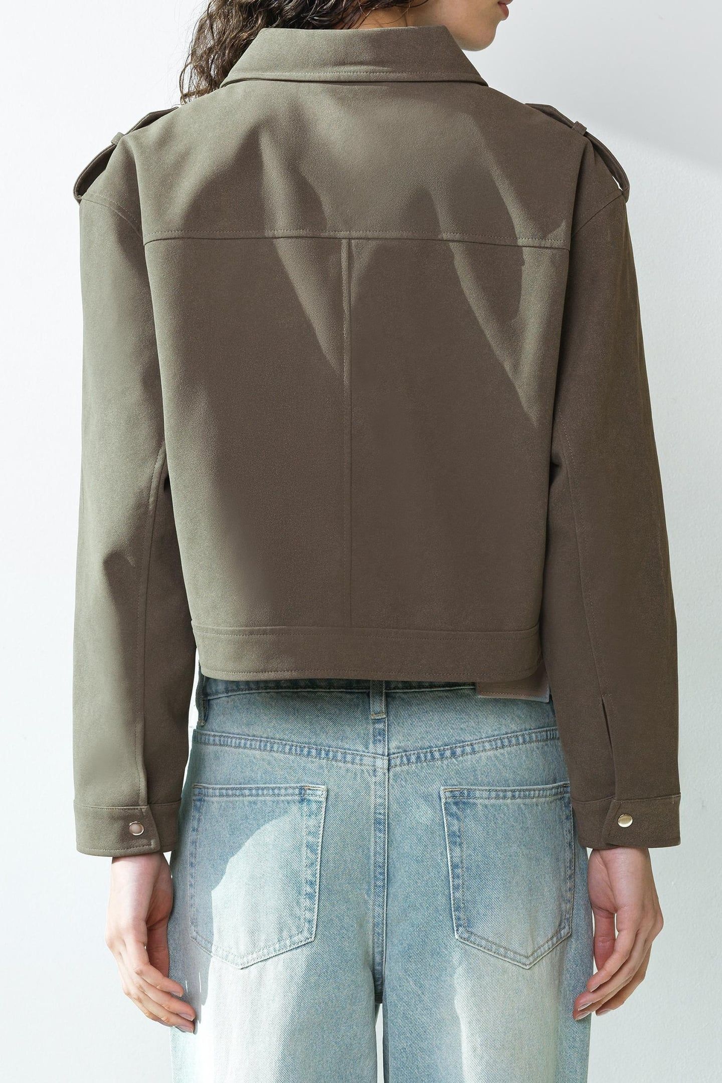 LARISSA FAUX SUEDE BOMBER VINTAGE KHAKI 2