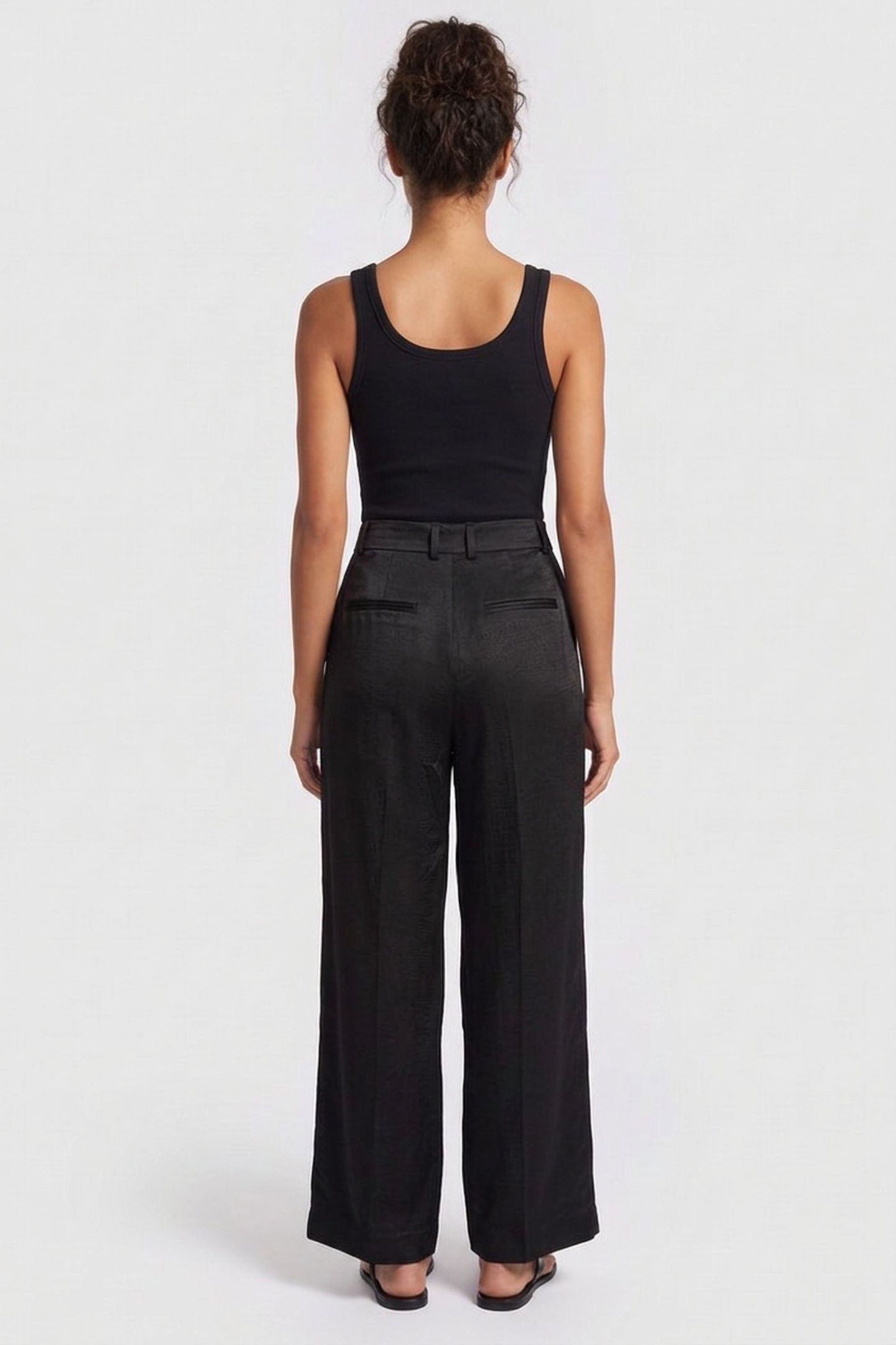 EIJA SLOUCHY SATIN TROUSERS BLACK 2