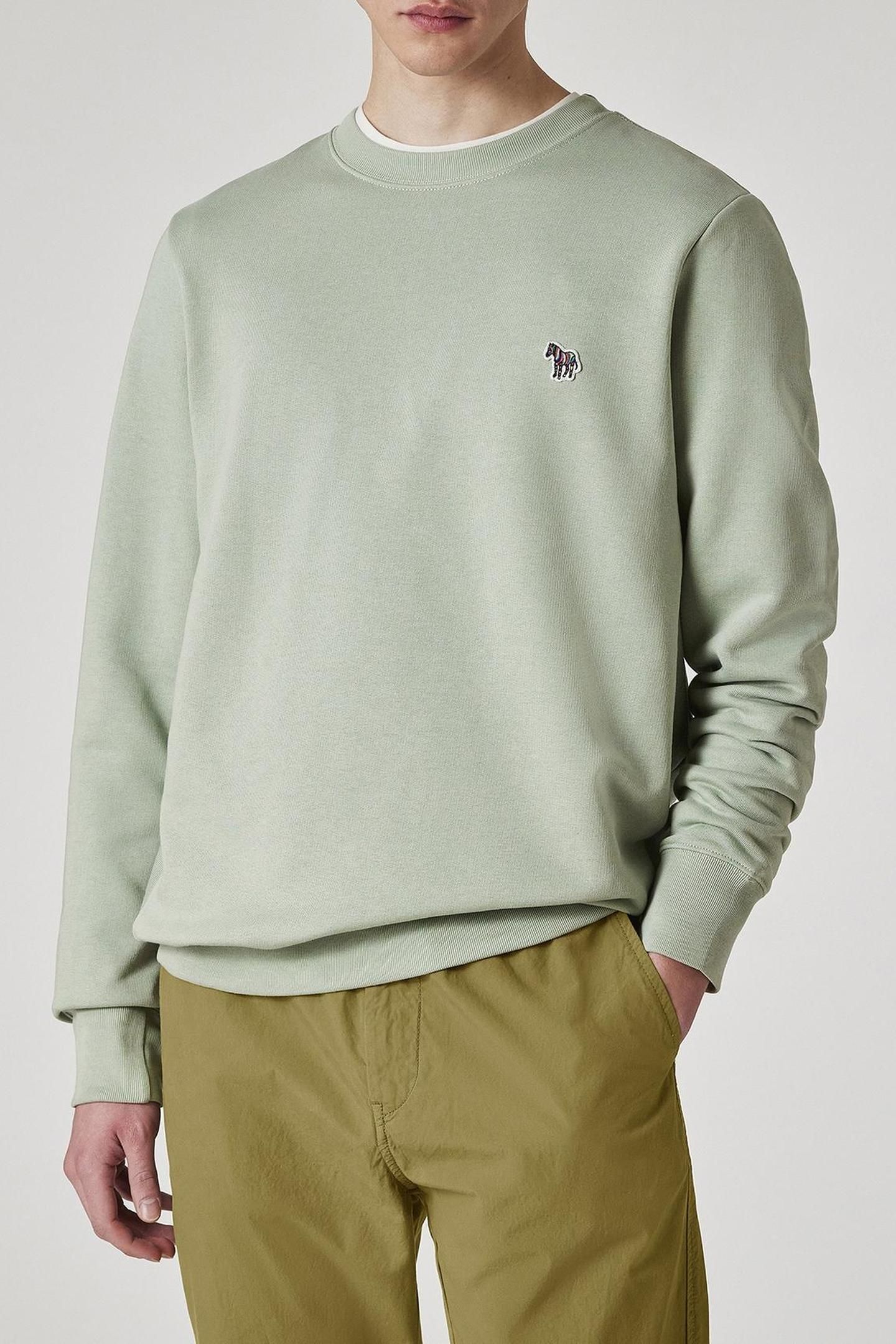MENS REG FIT SWEATSHIRT ZEBRA PASTEL GREEN 1