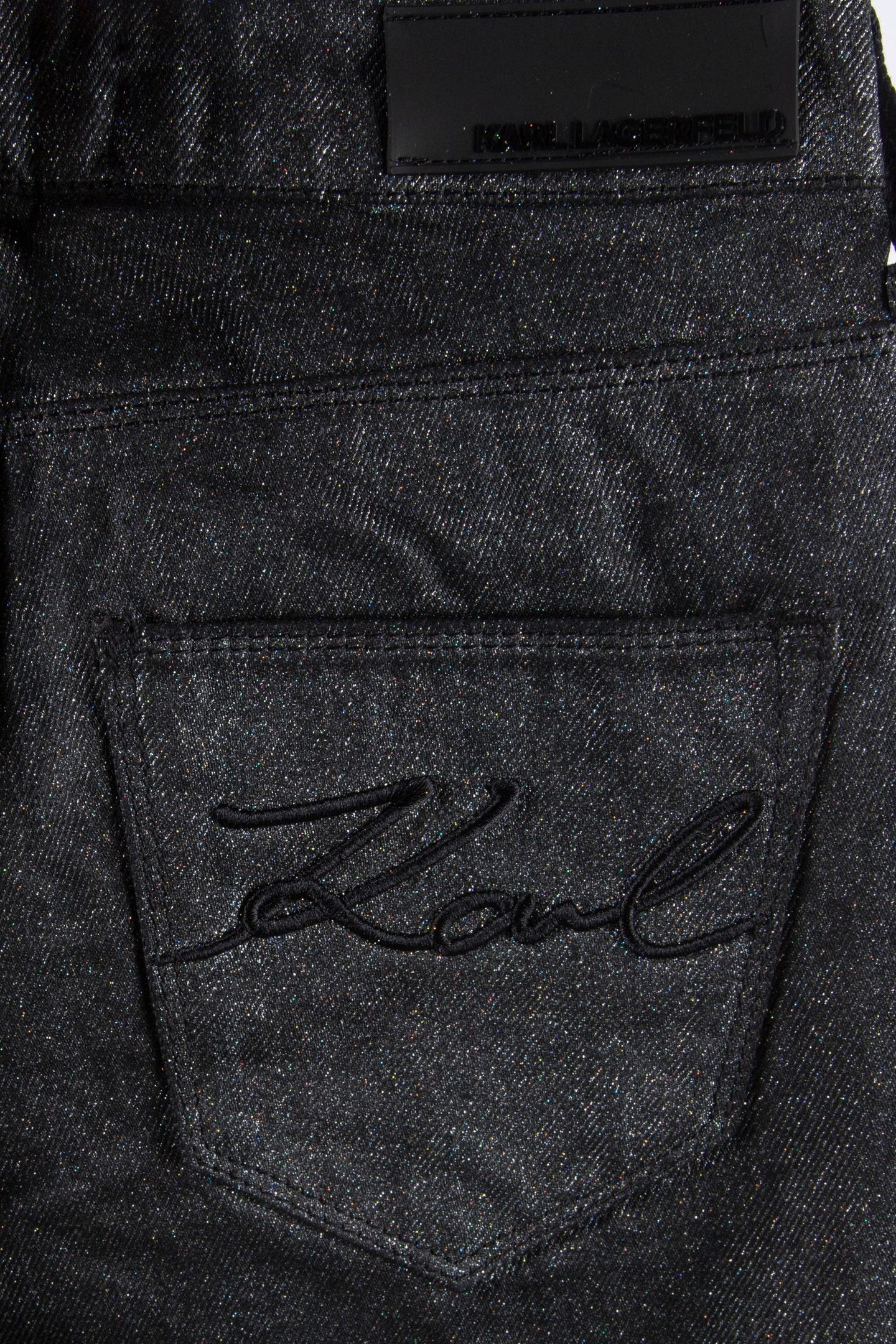 STRAIGHT GLITTER COATED DENIM GUNMETAL DENIM 5
