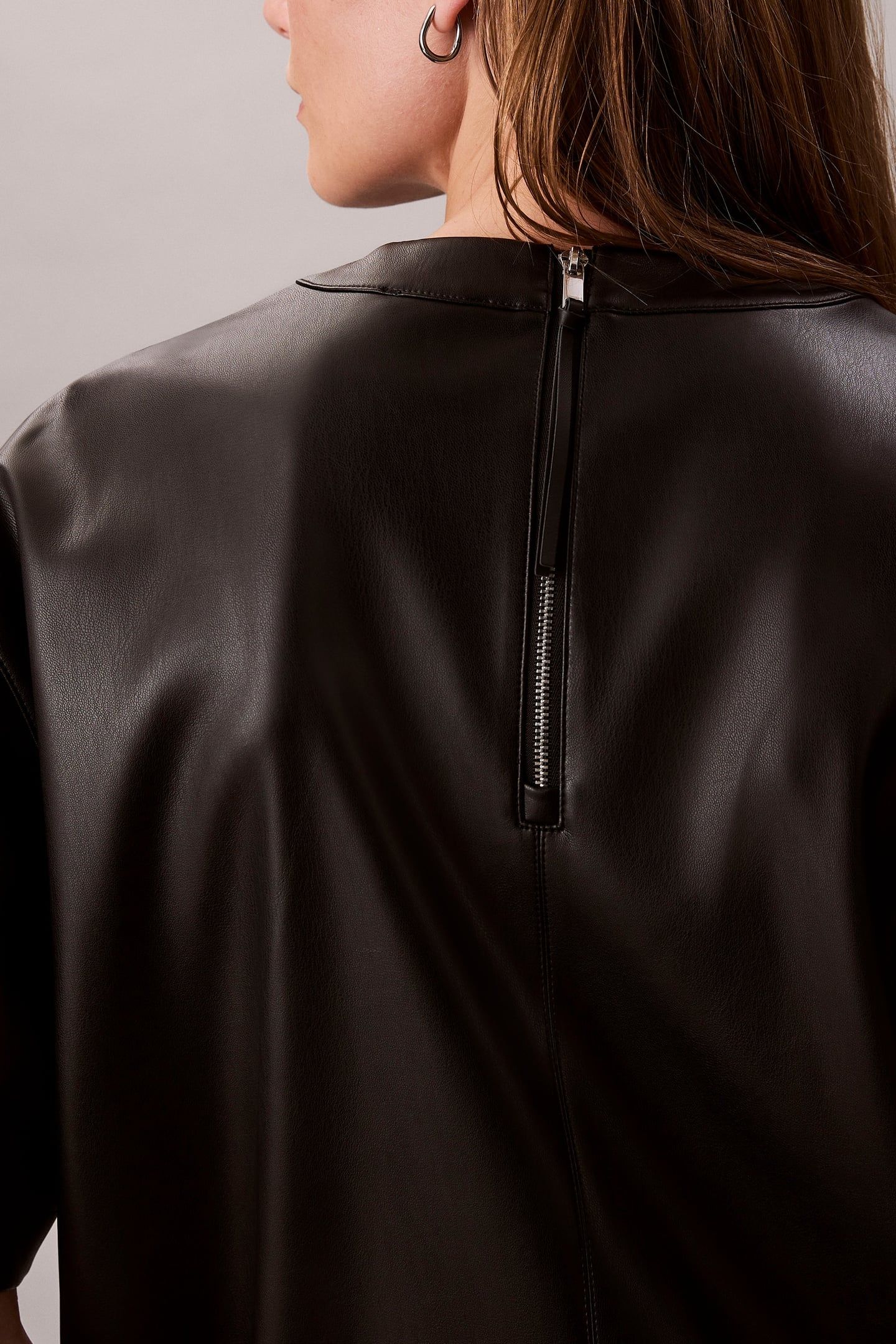 FAUX LEATHER T-SHIRT DRESS BLACK 6