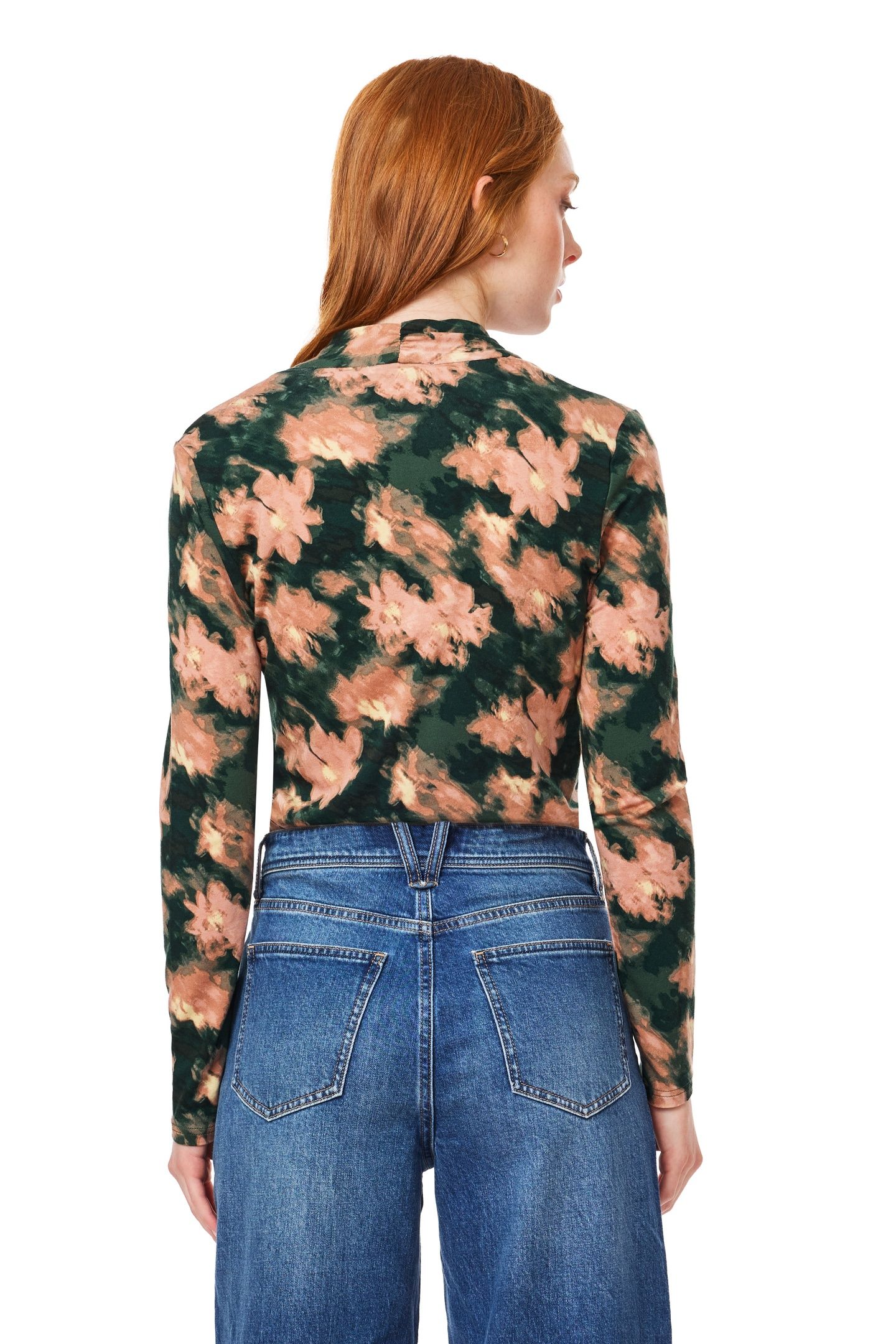 LONG SLEEVE KNIT TOP SCARAB BLURRED FLORAL 2