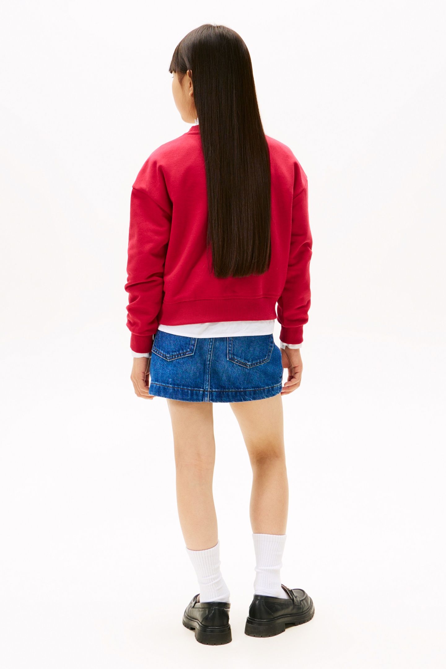 GIRLS TOMMY FLOCK SWEATSHIRT RUBY RHUBARB 2