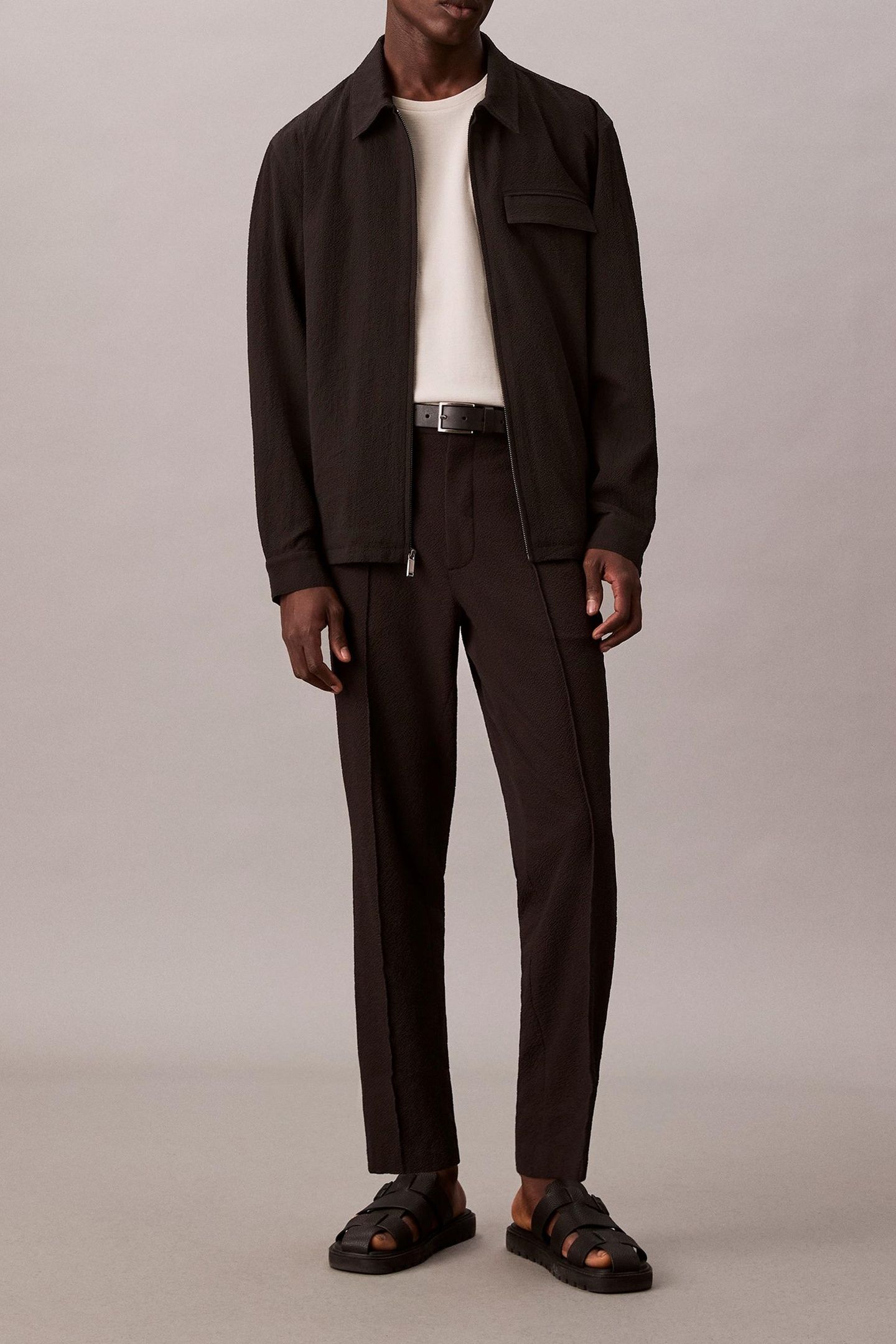 SEERSUCKER PULL ON PANTS BLACK 1