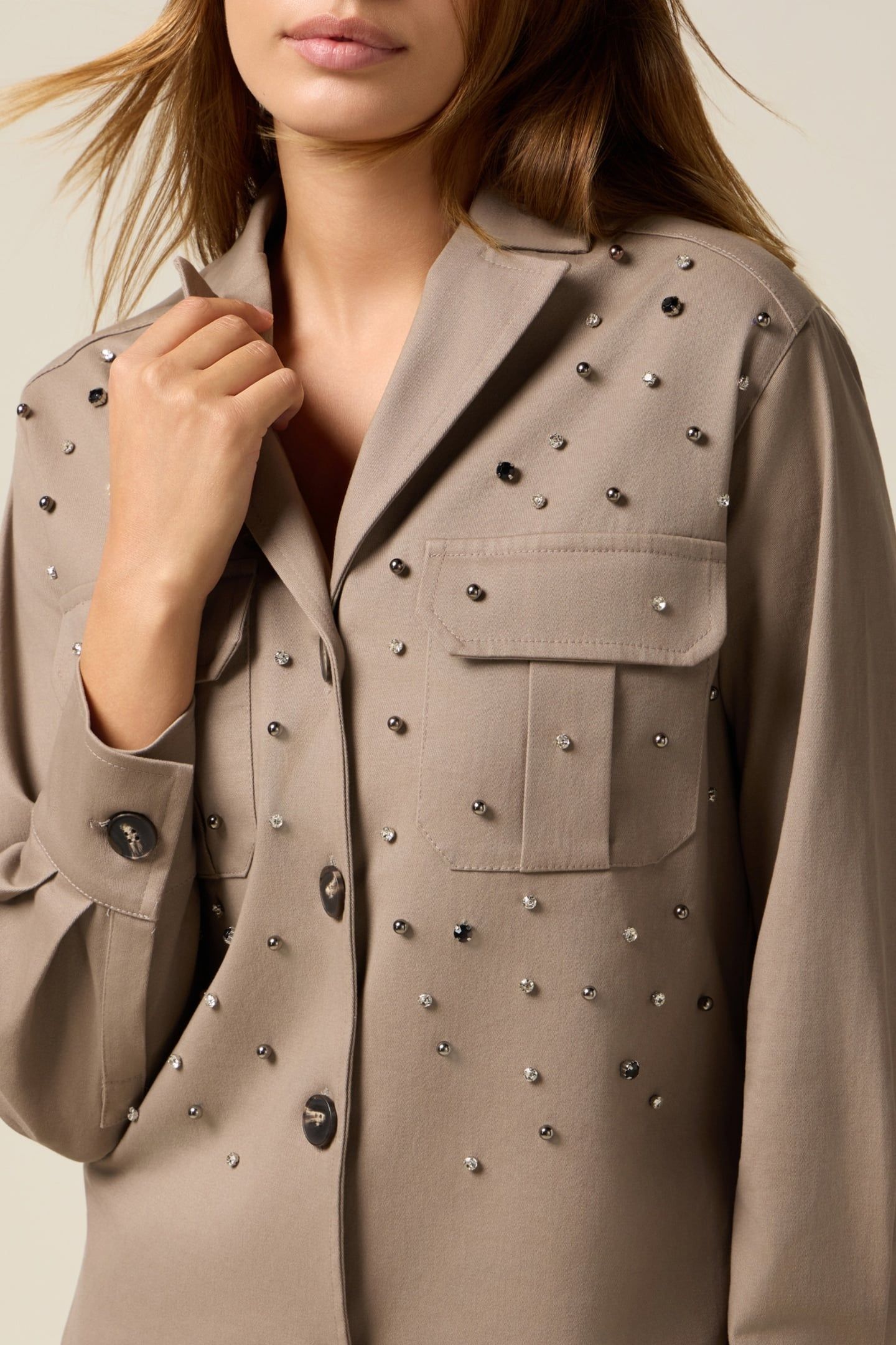 SHIRT JACKET WITH PATCH POCKETS BEIGE 4