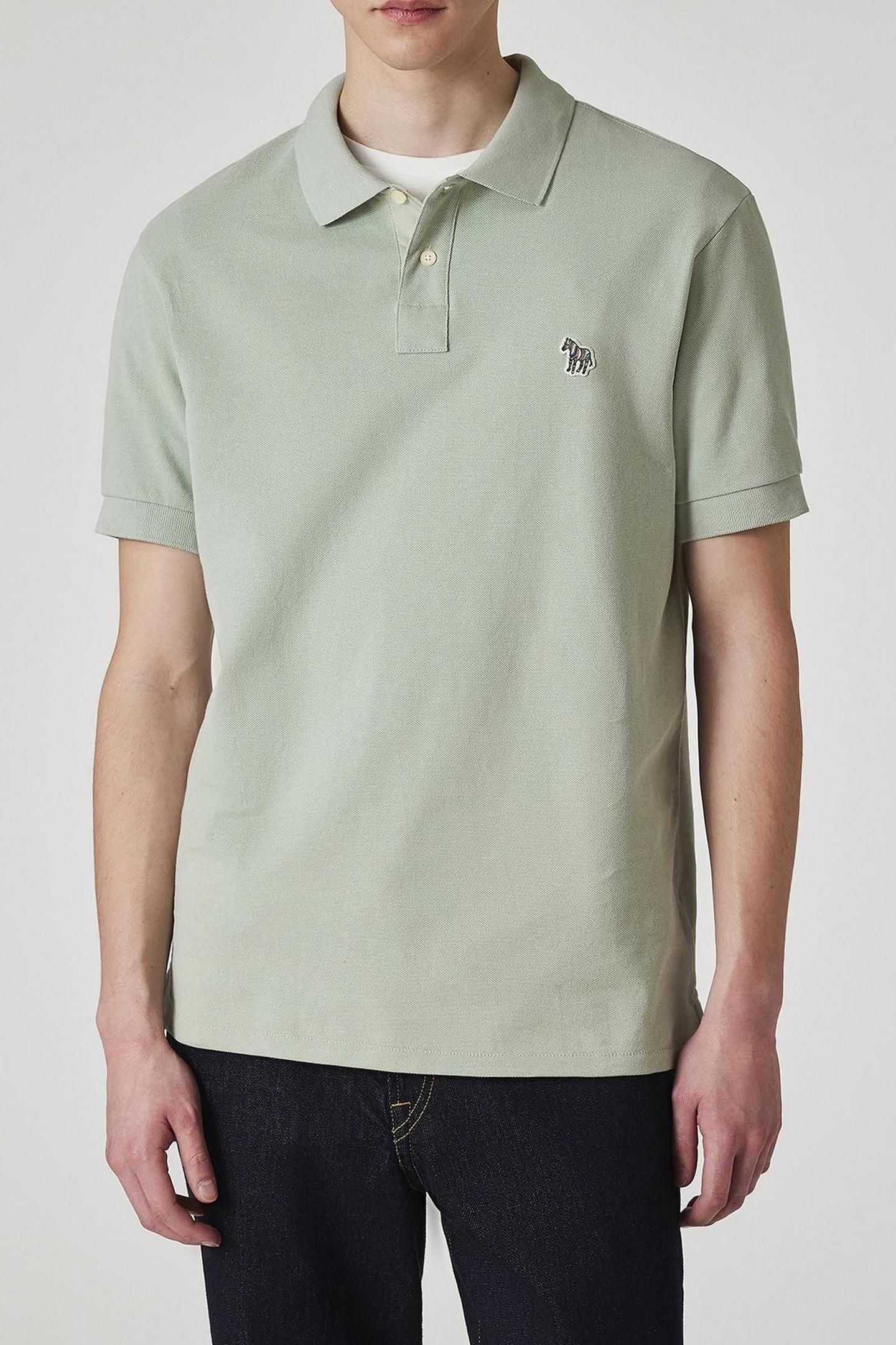 MENS REG FIT SS POLO SHIRT ZEBRA PASTEL GREEN 1