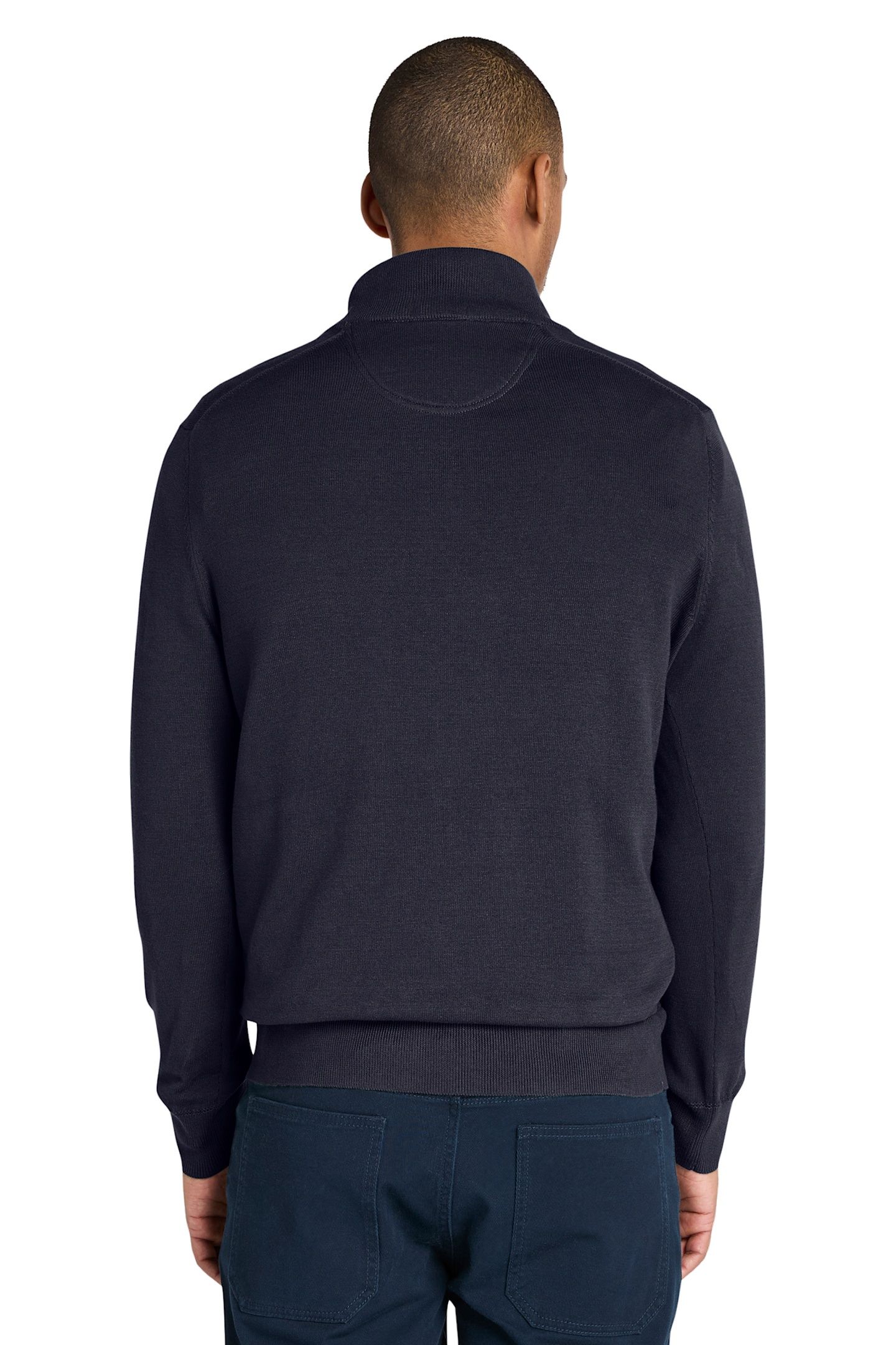 WILLIAMS RIVER COTTON YD 1/4 ZIP SWEATER DARK SAPPHIRE/DARK 2