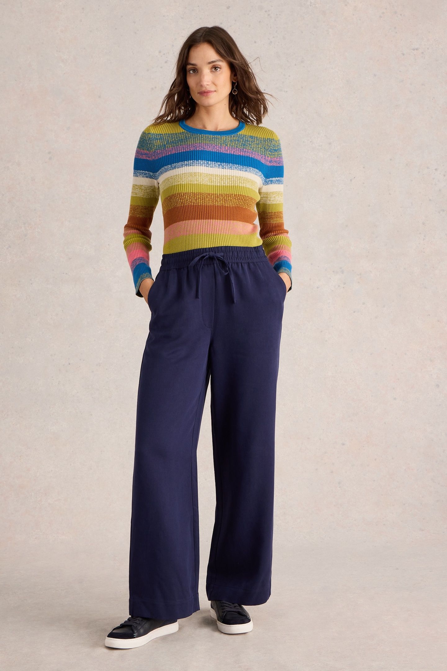 BELLE PULL ON WIDE LEG TROUSER DARK NAVY 1