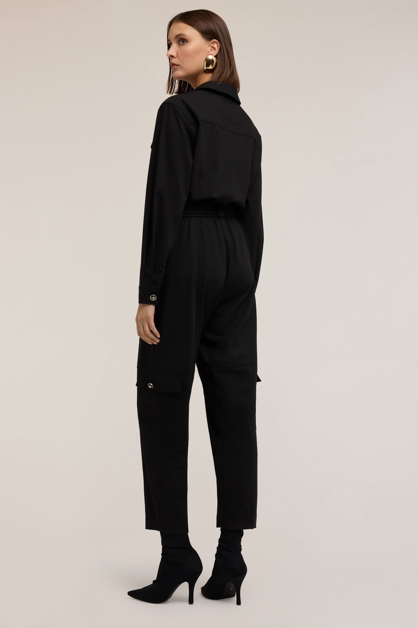 LONG JUMPSUIT IN WOOL BLEND FLANNEL BLACK 3