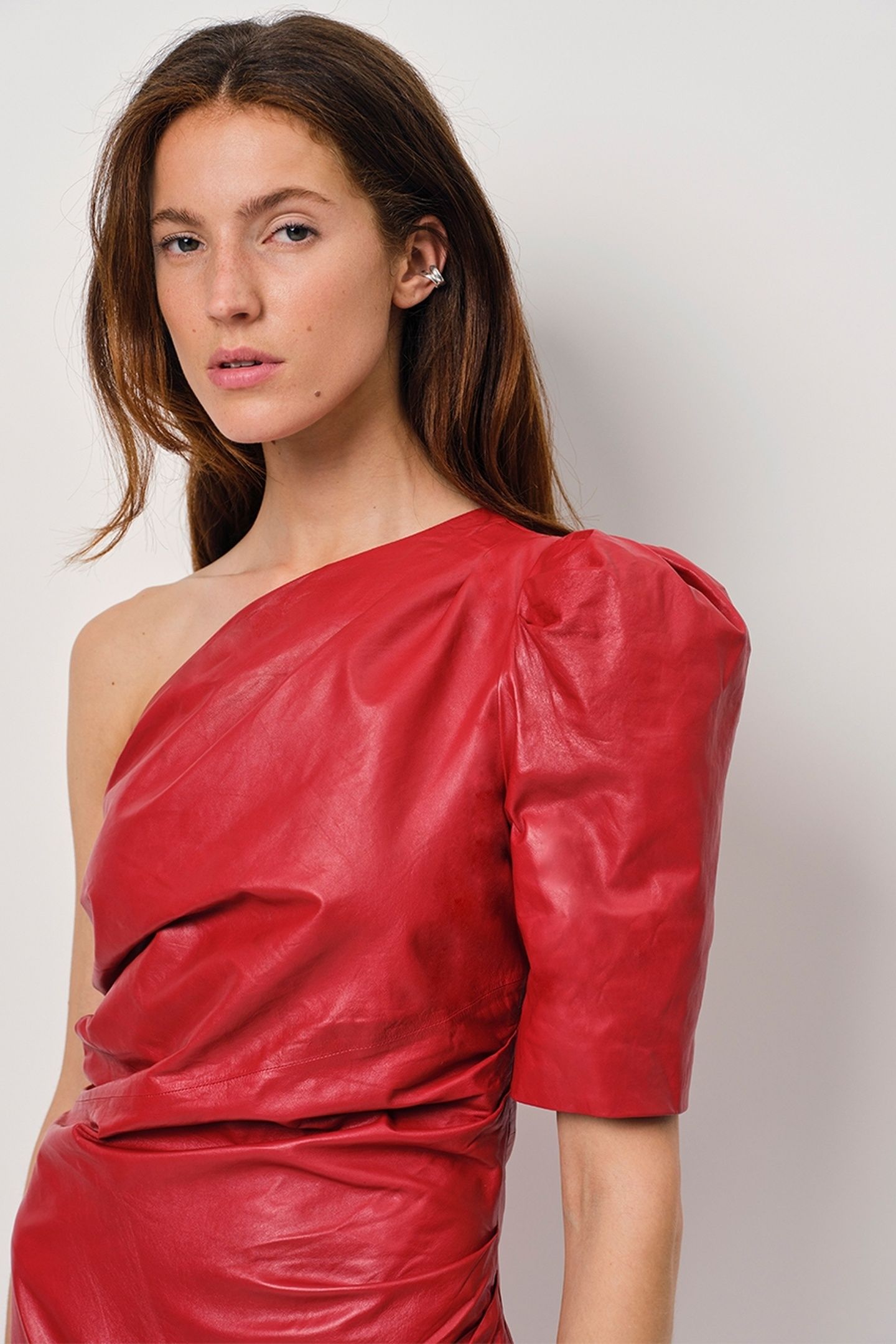 GLEN DRAPEY LEATHER DRESS GLAZED CHERRY 4