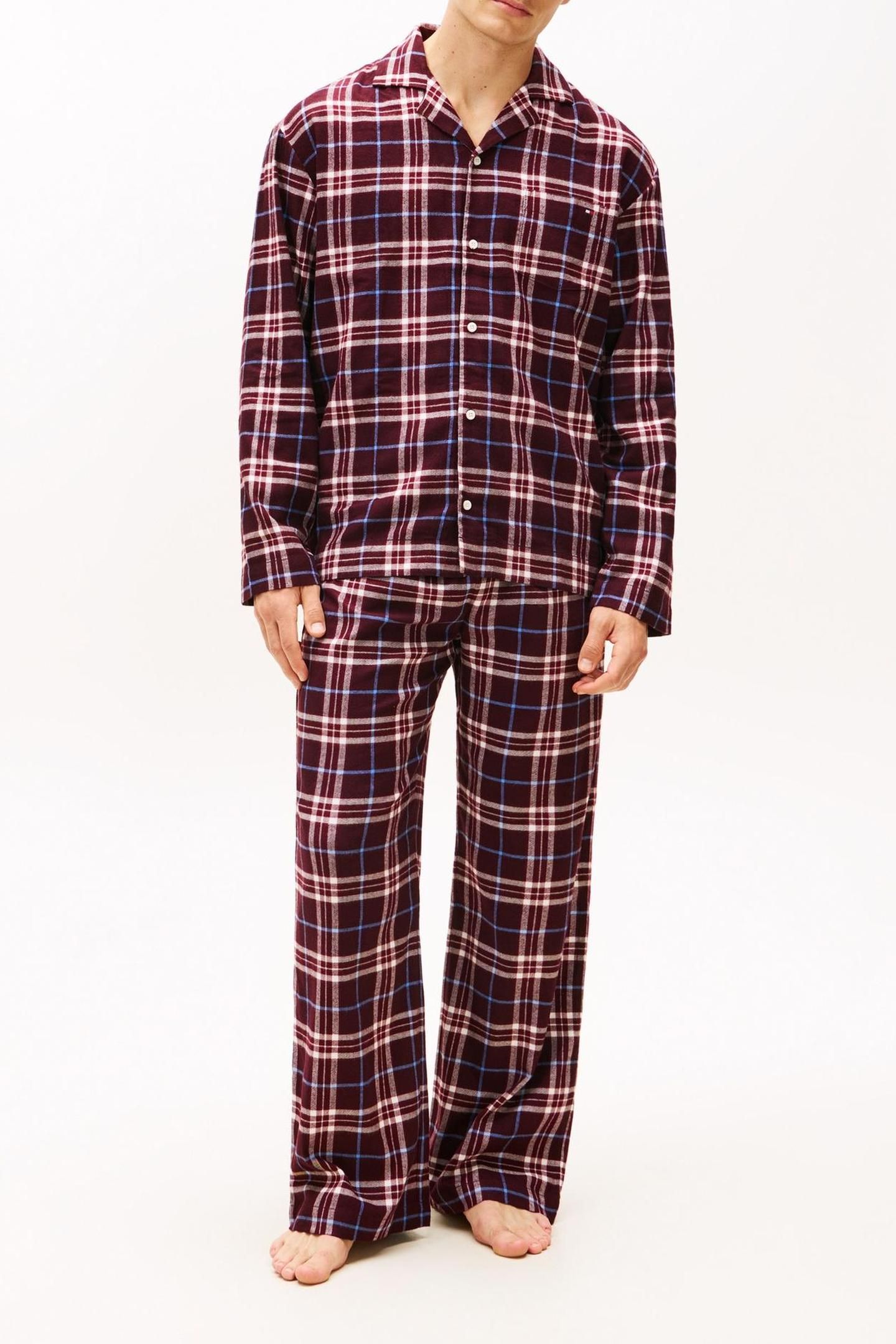 RELAXED FLANNEL PJ SET TARTAN REIKER BURGUNDY 1