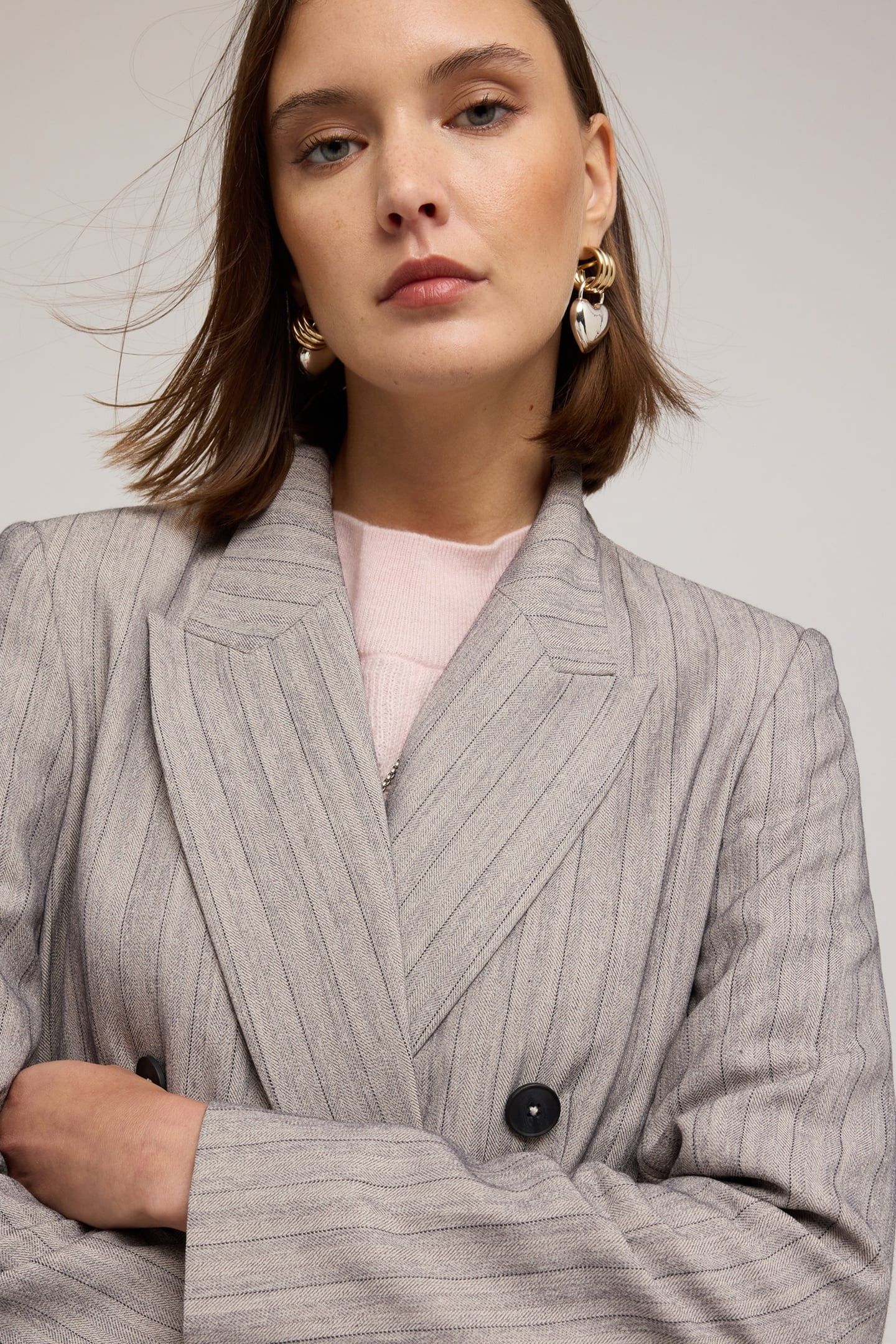 STRUCTURED DOUBLE-BREASTED PINSTRIPE JACKET GREY 5