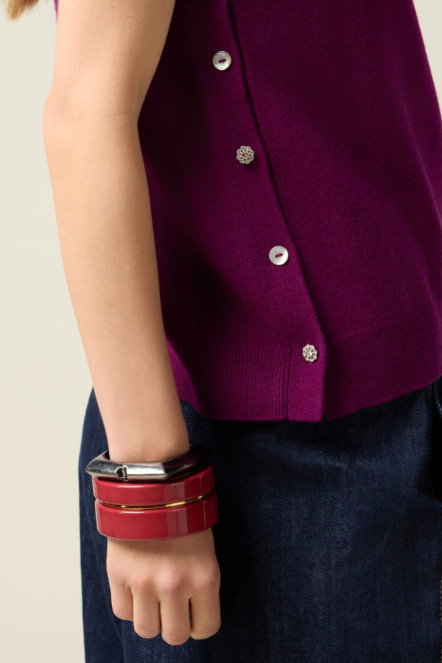 WOOL AND CASHMERE CARDIGAN WITH BUTTONS PURPLE 4