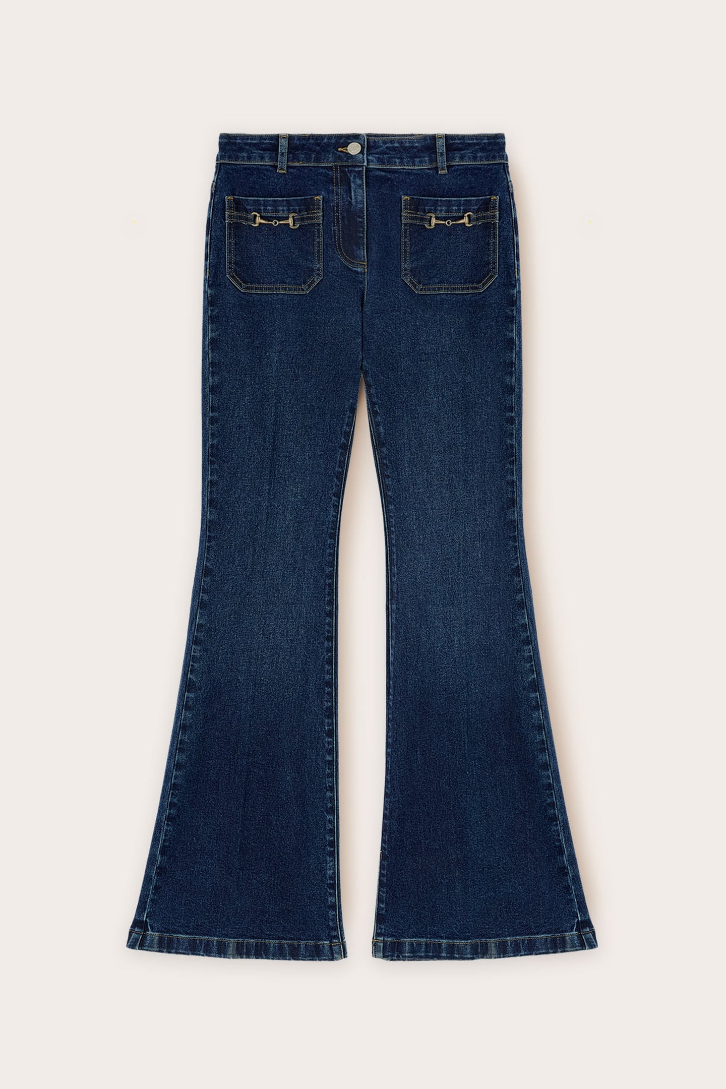 FLARE JEANS WITH METAL TOGGLES BLUE 4