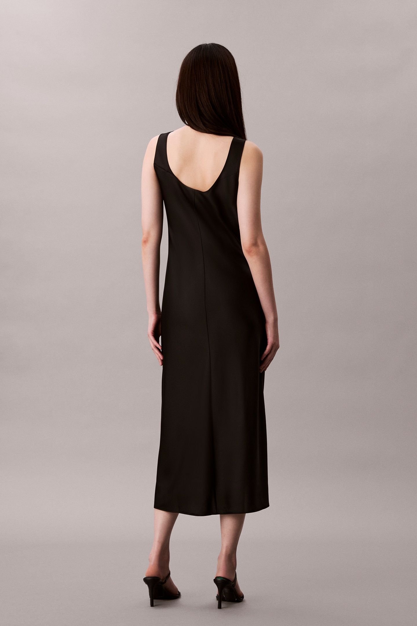 MATTE SHINE SATIN DRESS BLACK 2