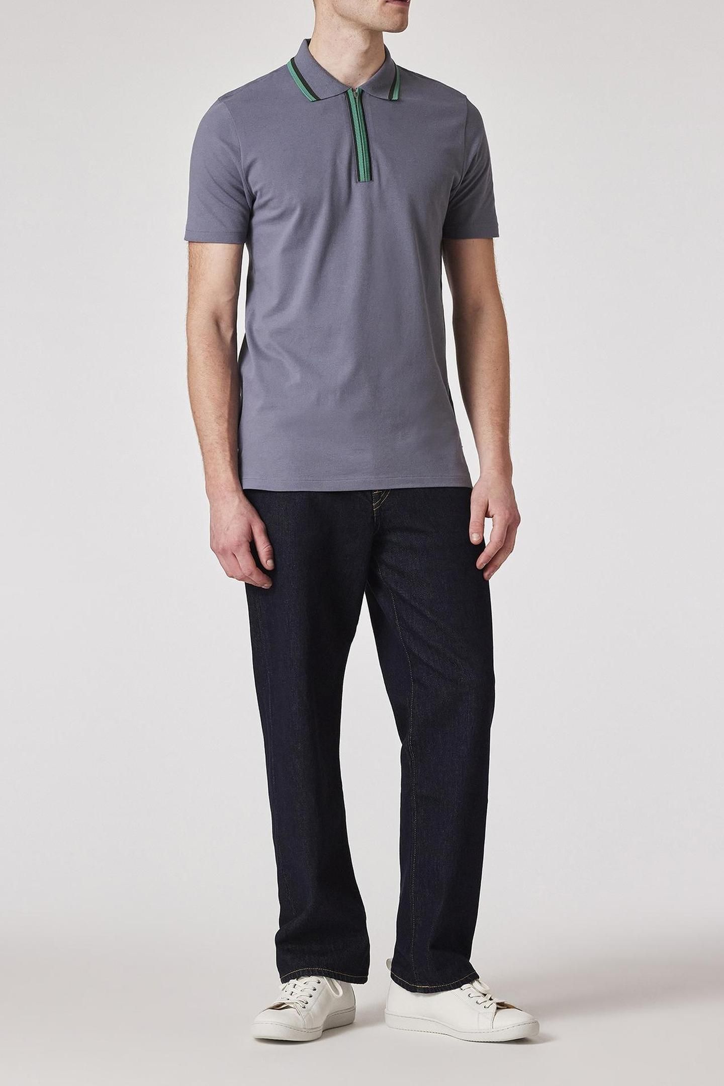 MENS REG FIT HALF ZIP POLO SLATE 2