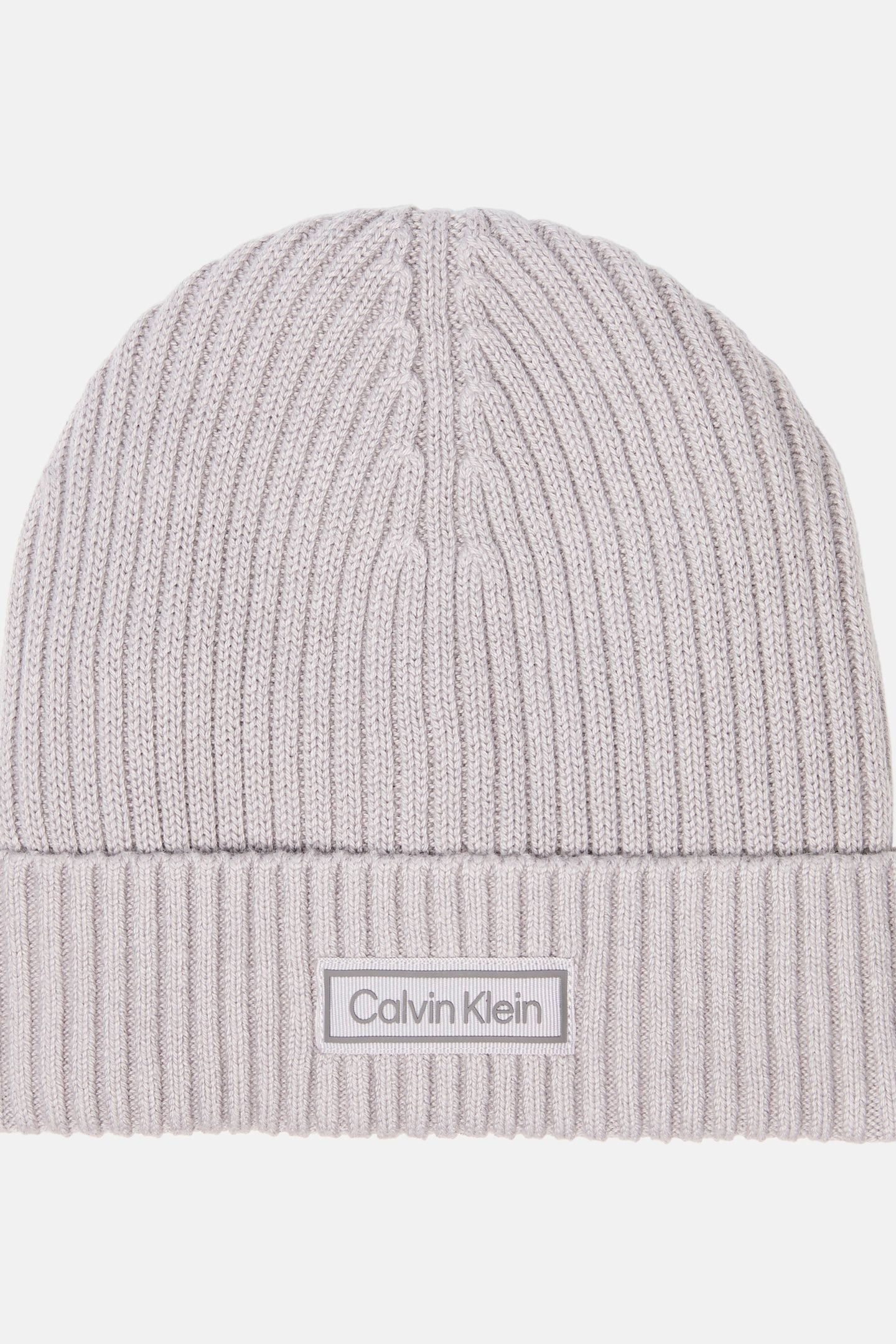 PATCH CHUNKY RIB COTTON BEANIE SILVER SCONCE 1