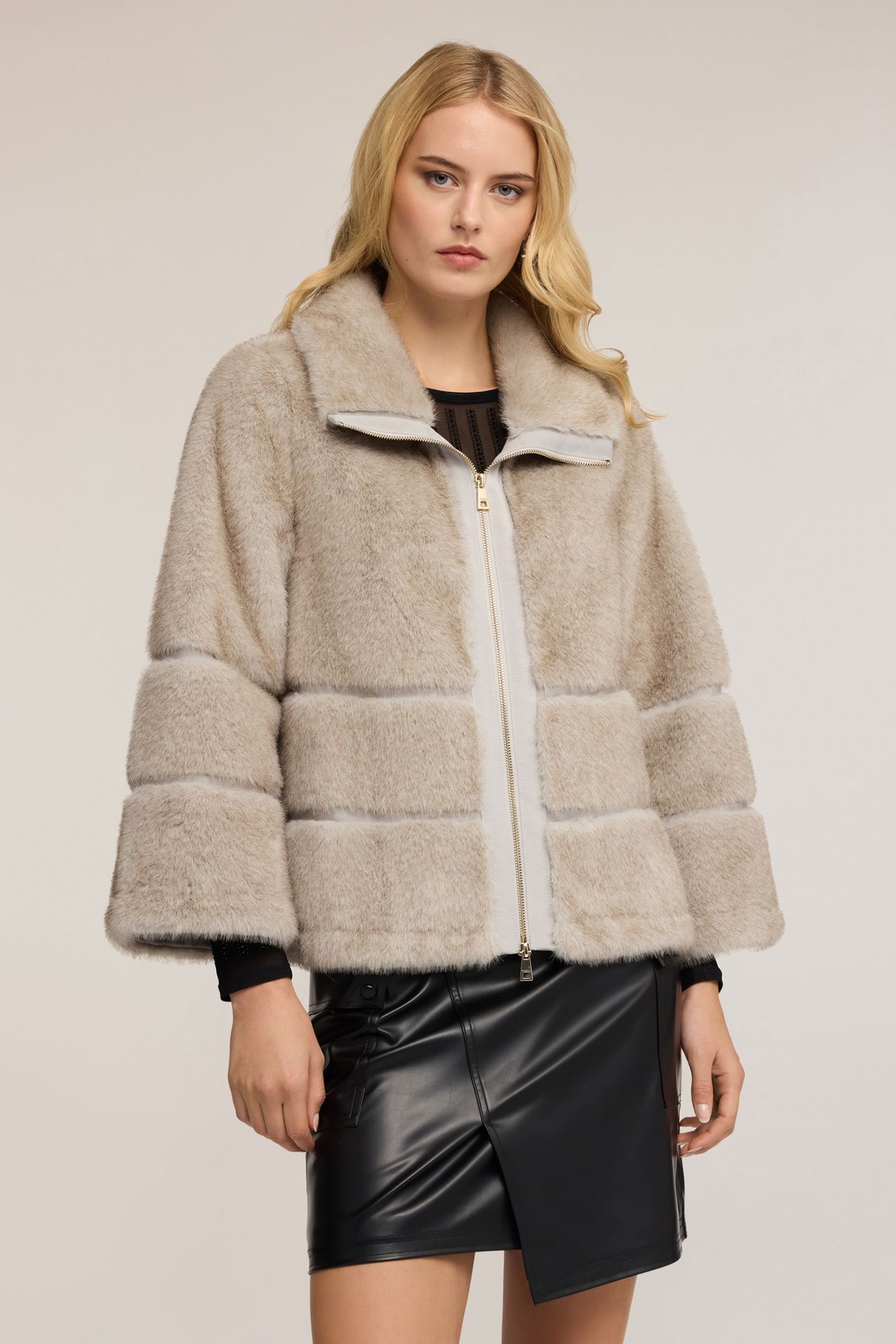 TEDDY EFFECT JACKET WITH ZIP GREY 1