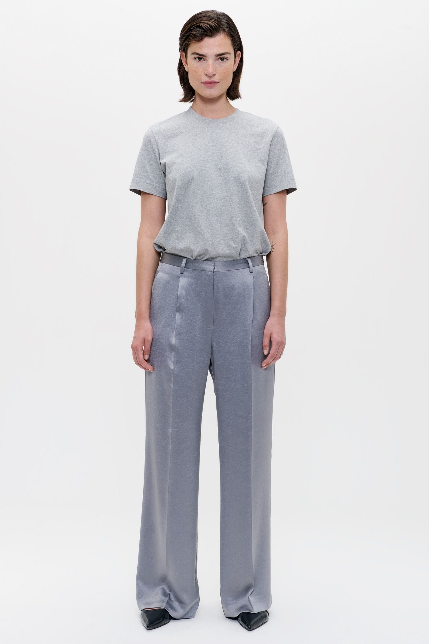 SATIN MADISON PANTS SILVER MINK 1