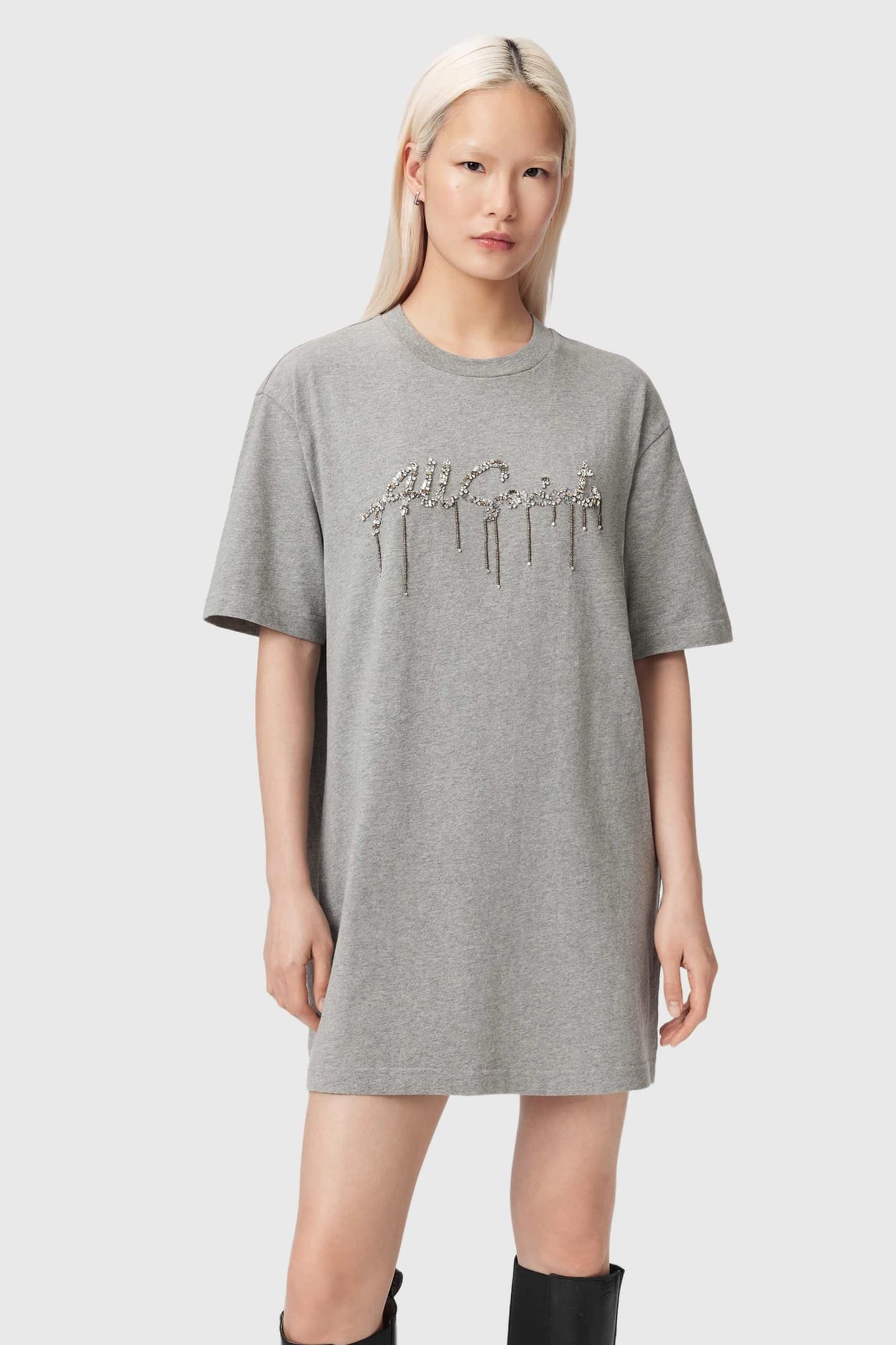 CHAINS TEE DRESS GREY MELANGE 6