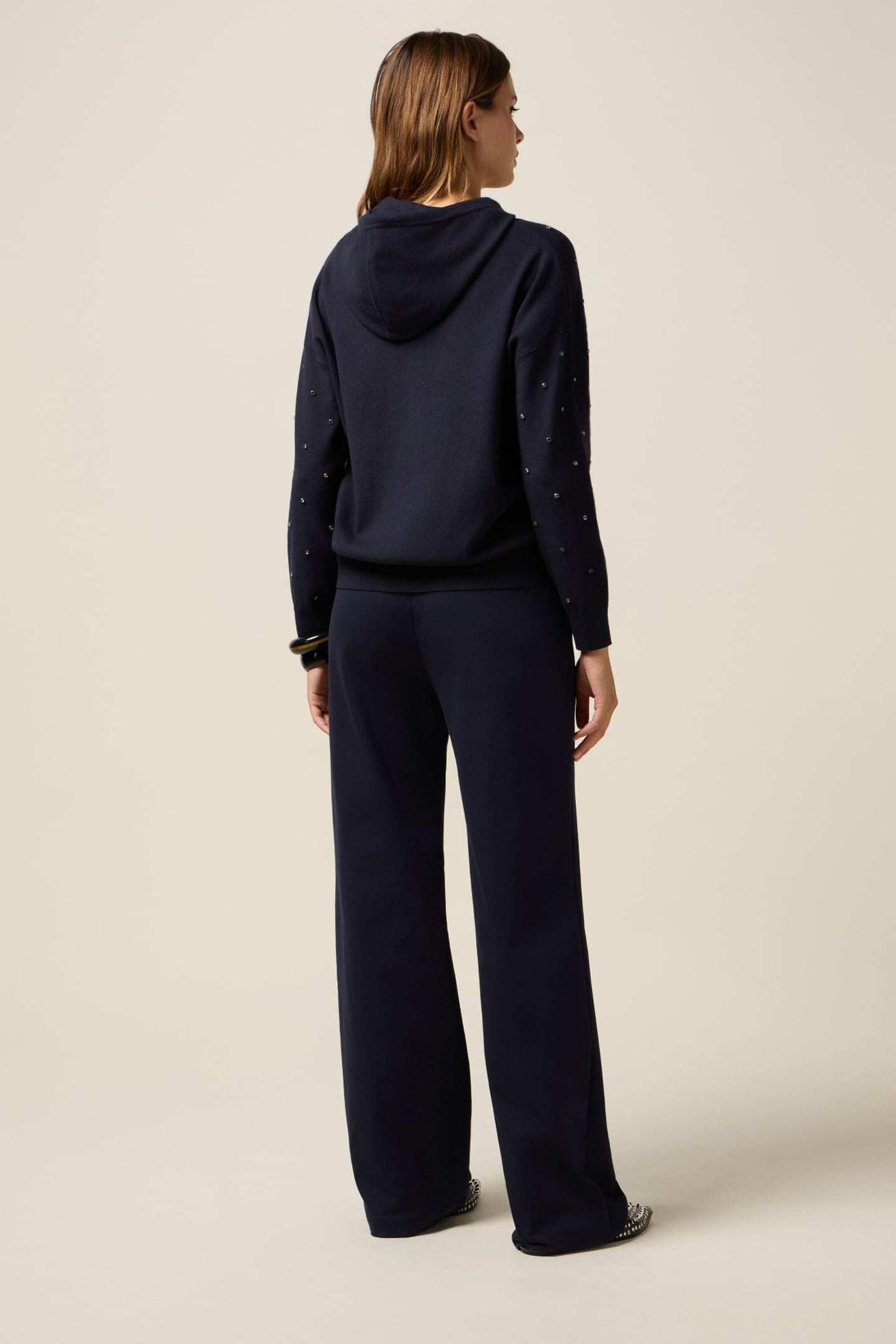 HOODED CARDIGAN WITH PATCH POCKETS BLUE 3