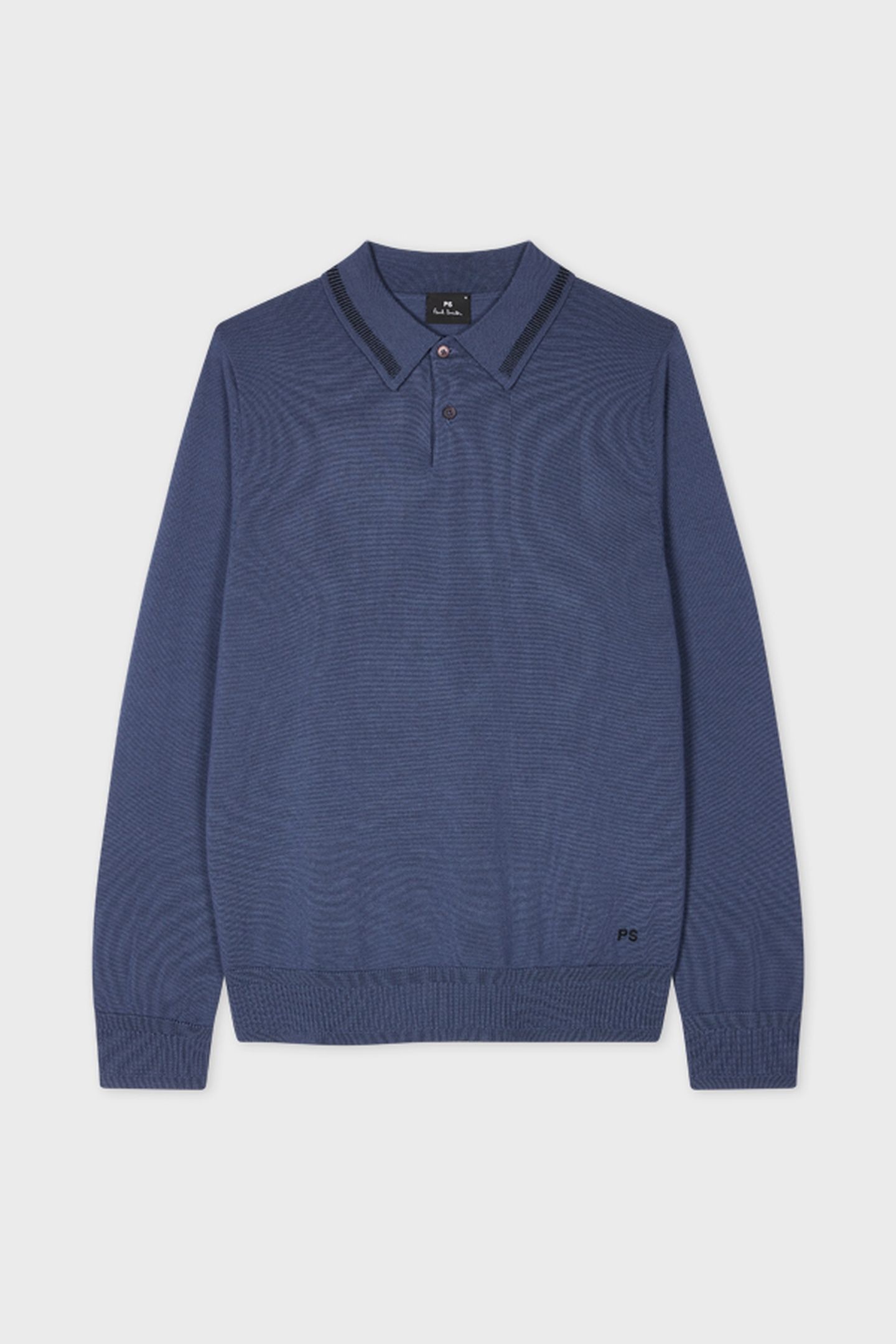 MENS SWEATER LS POLO INDIGO 2