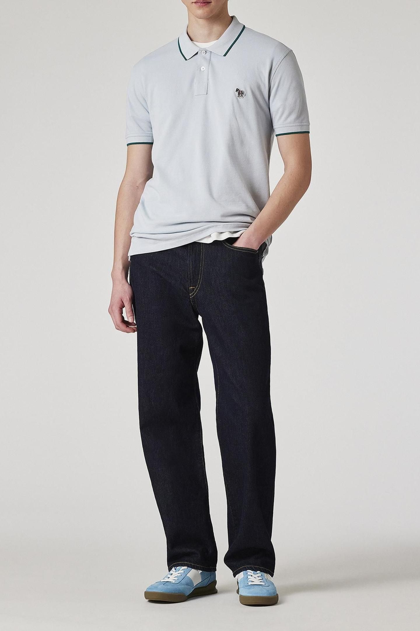 MENS SLIM POLO SS ZEB BADGE GREY 2