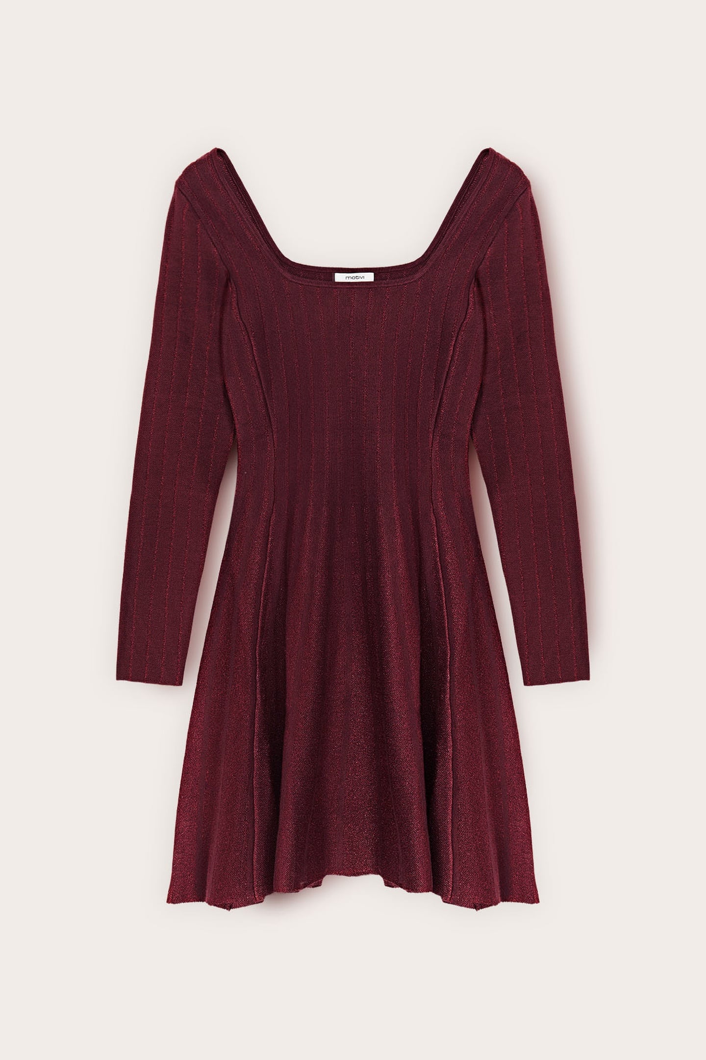 FLARE DRESS IN MIXED LUREX KNIT BURGUNDY 4