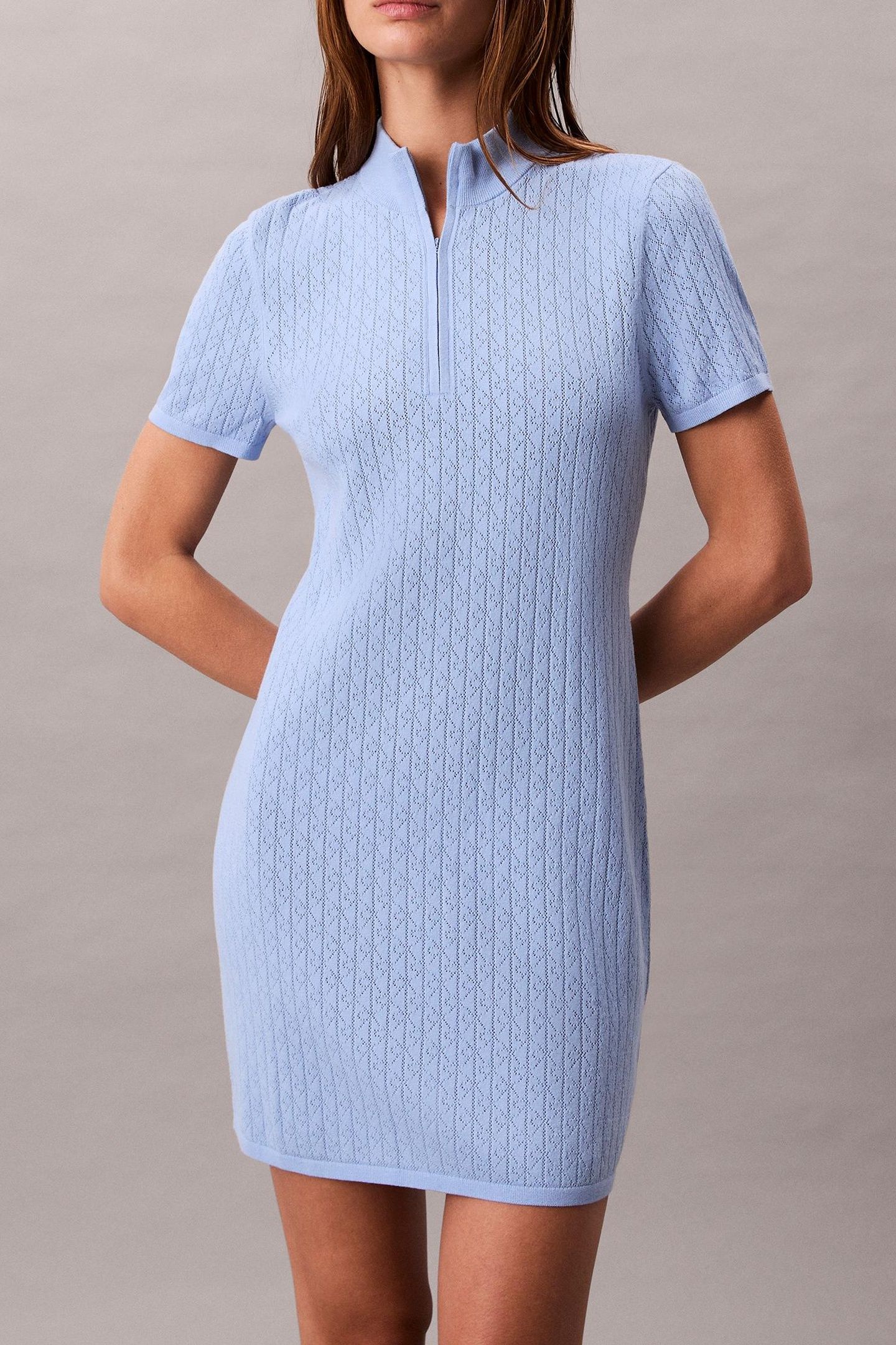 SPORTY 1/4 ZIP MINI DRESS FROZEN FJORD 1