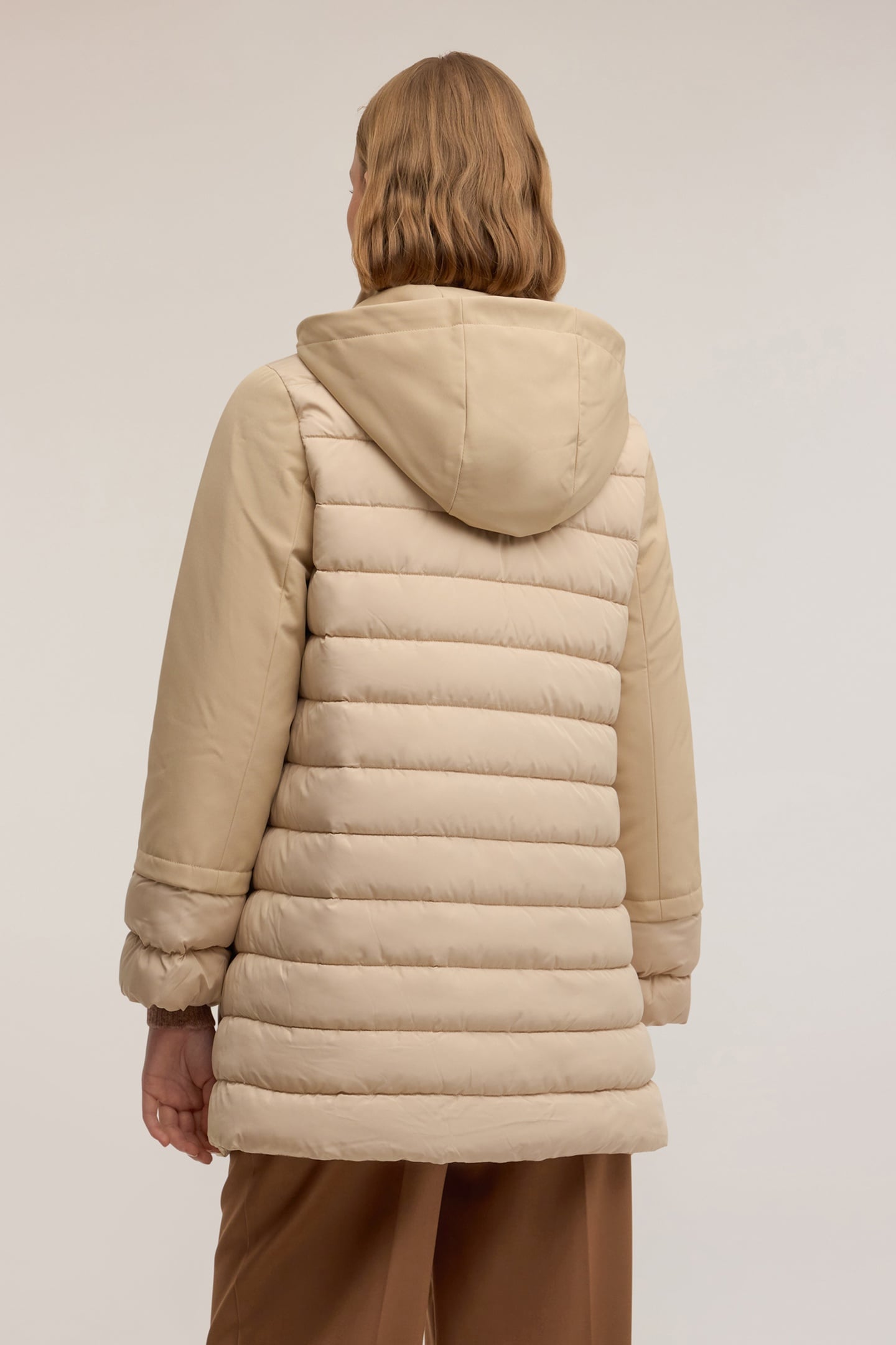 DOWN JACKET WITH REMOVABLE HOOD BEIGE 3