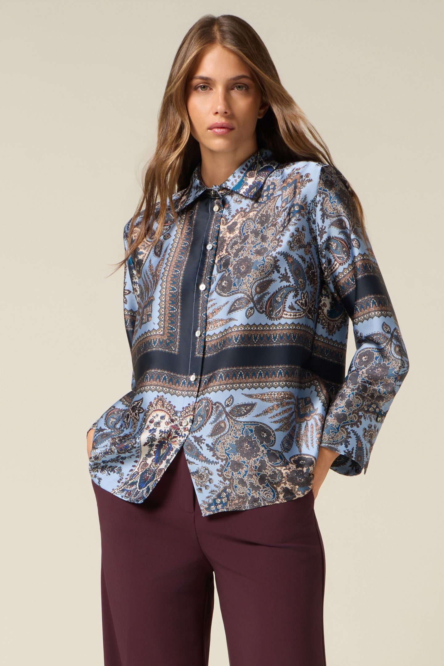 PATTERNED SATIN SHIRT LIGHT BLUE 1