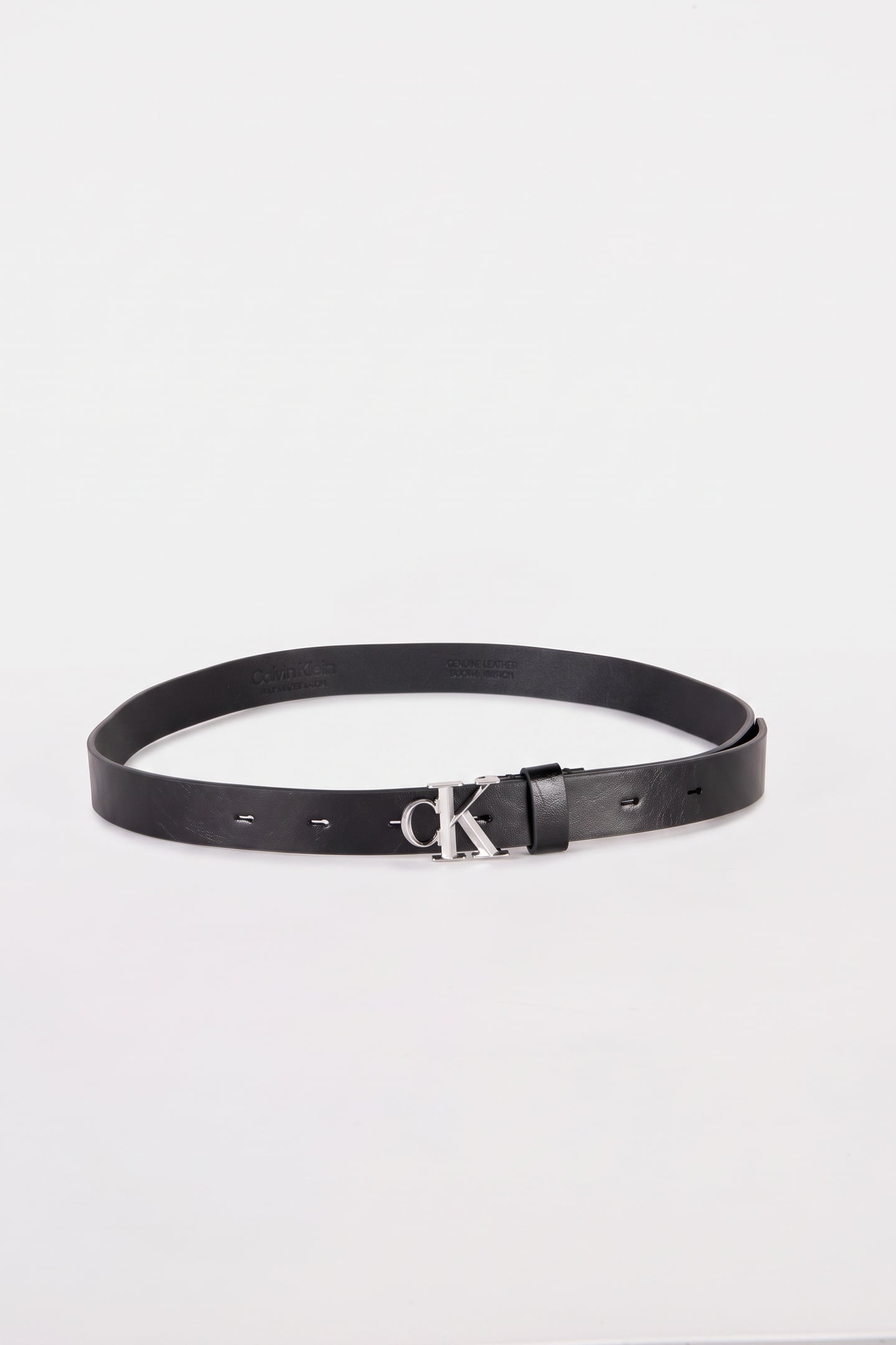 FACET CK BUCKLE GLOSS BELT BLACK/ANTIQUE NICKEL 3