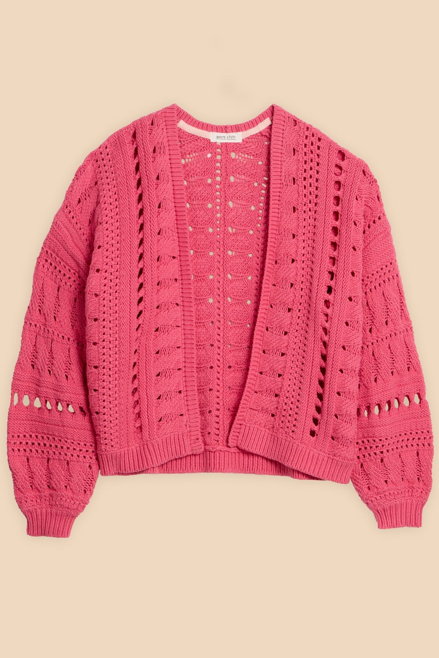 CASEY CROCHET CARDI BRIGHT PINK 4