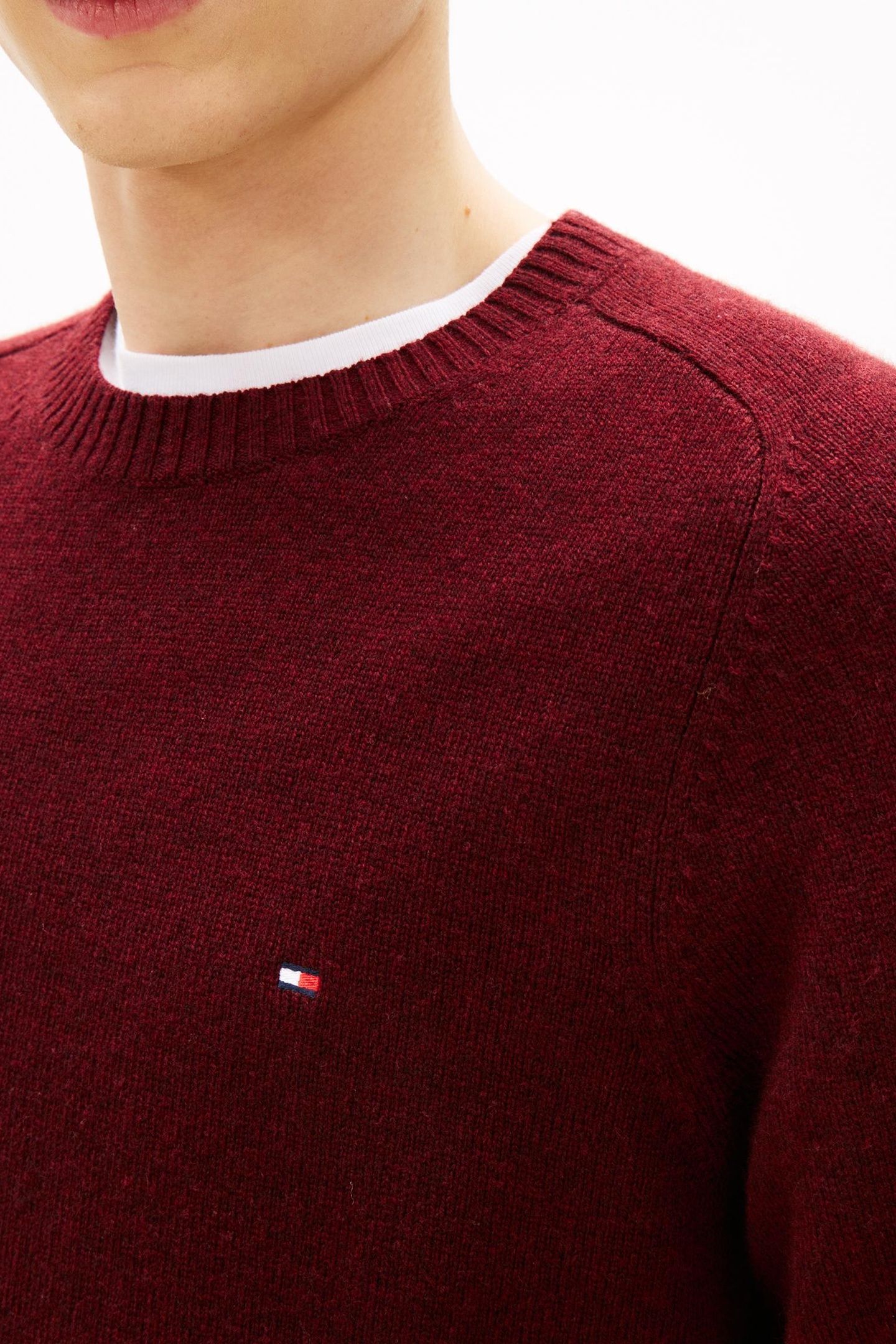 LAMBSWOOL CREW NECK DEEP BURGUNDY HEATHER 5