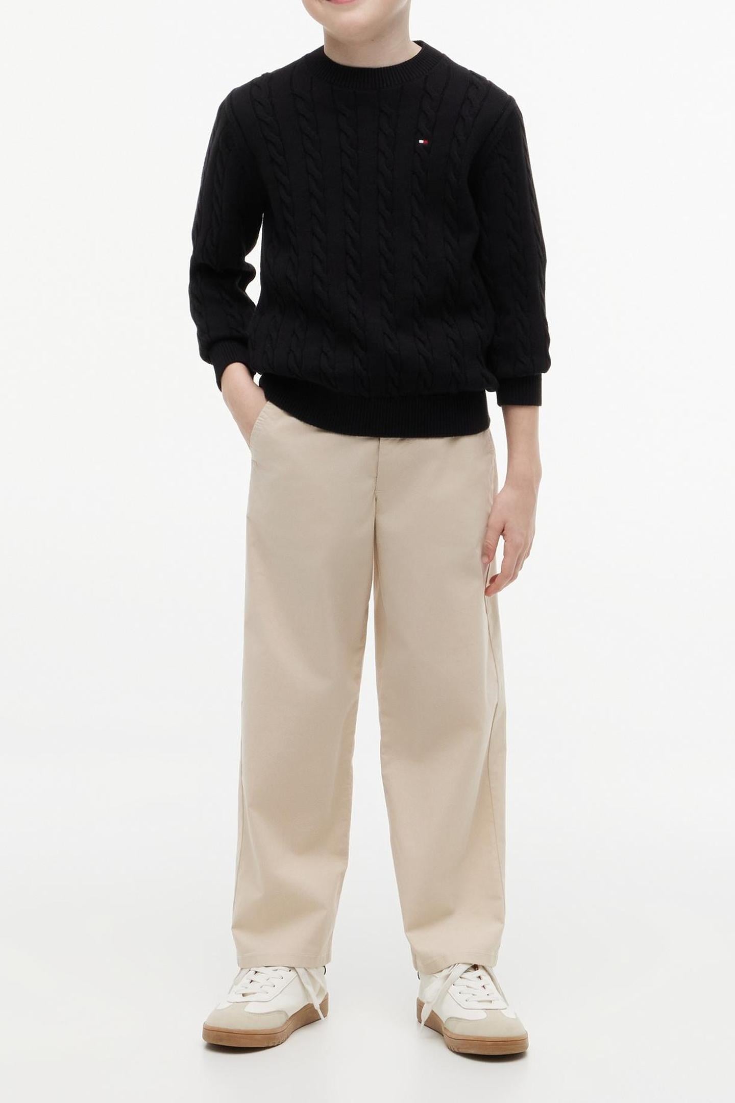 BOYS COTTON CABLE SWEATER BLACK 3