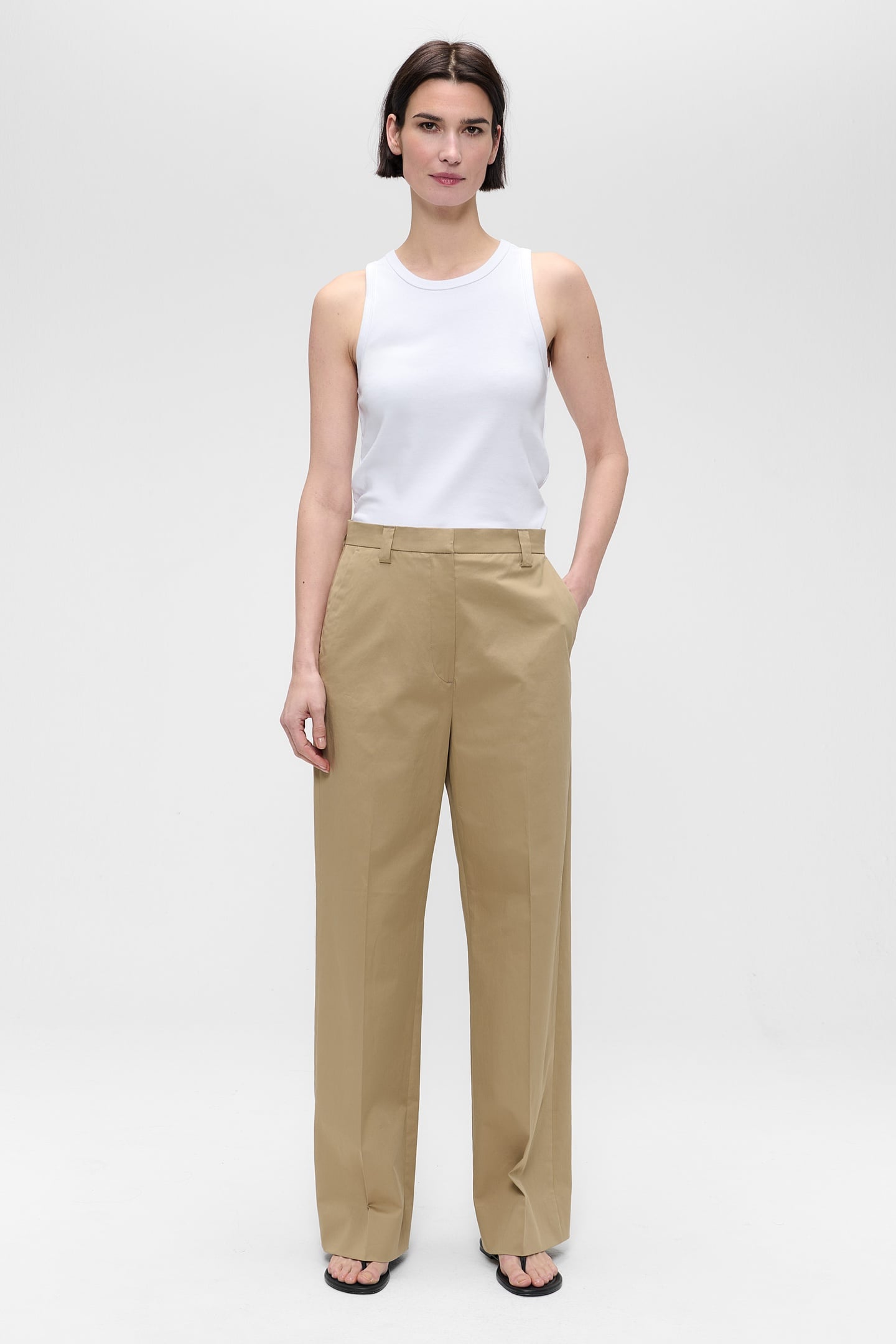 COTTON GARBARDINE KAY PANTS KHAKI 1