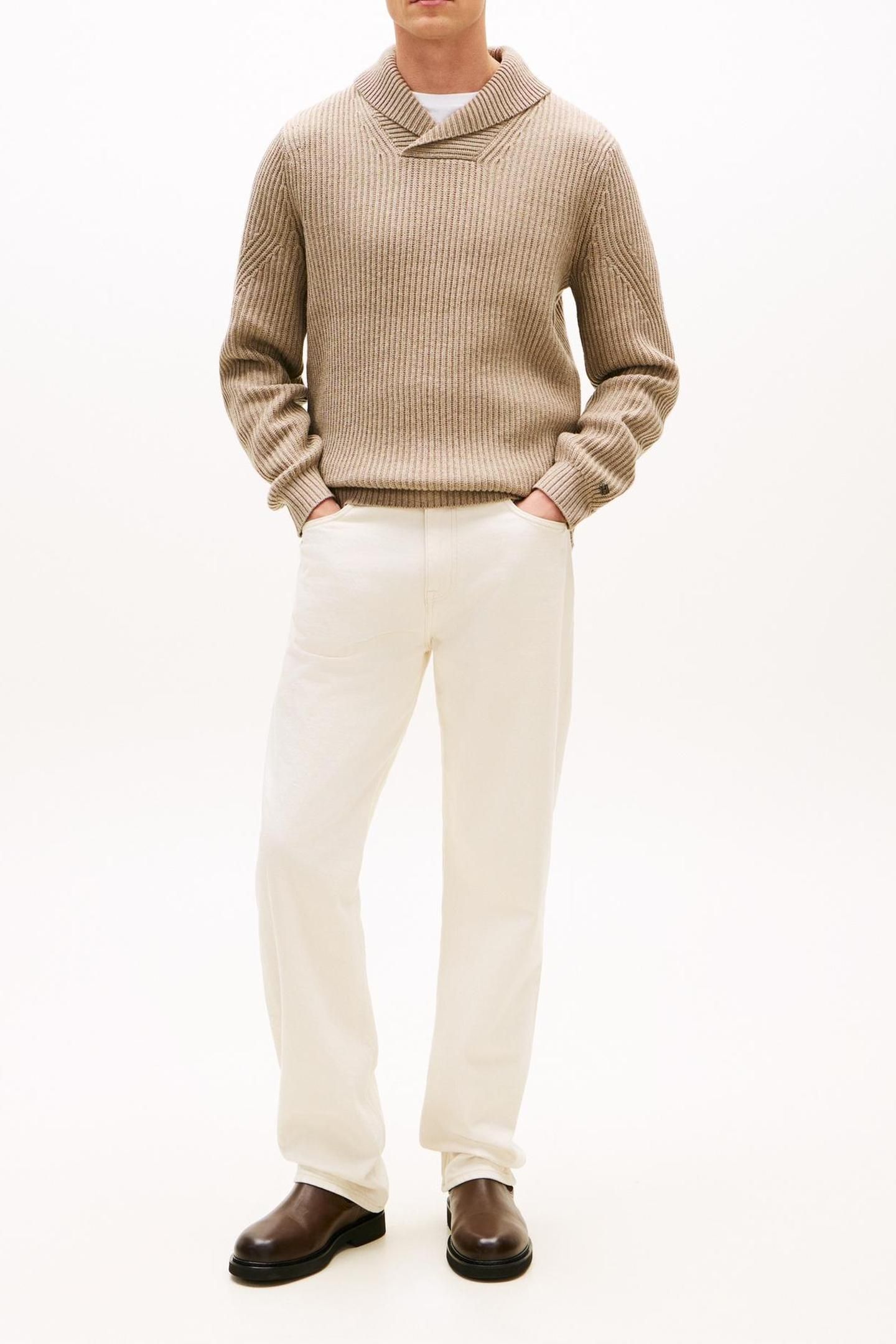 DC SHAWL COLLAR SWEATER COASTAL TAUPE HEATHER 2
